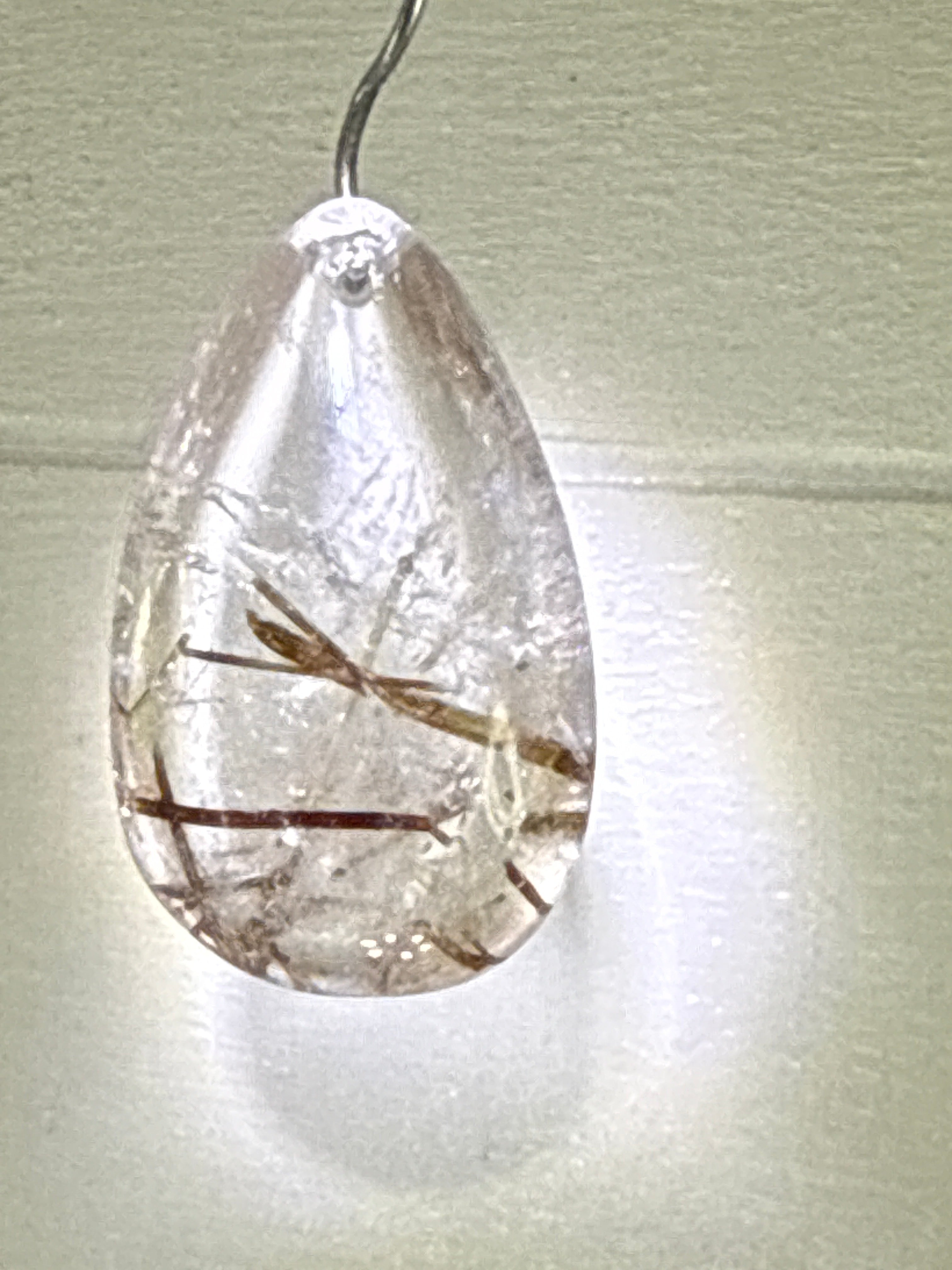 Green Tourmaline in Quartz Pendant