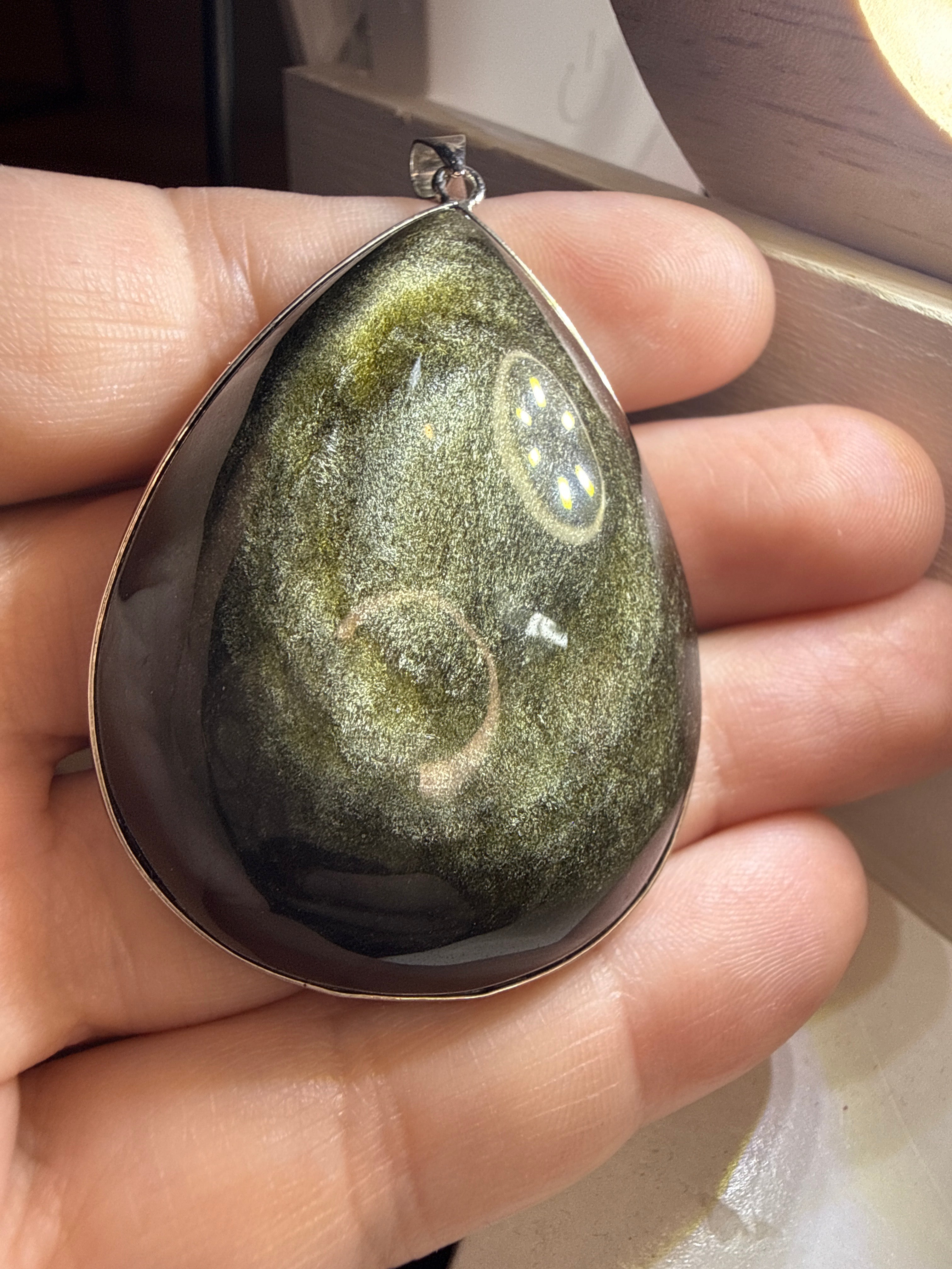 Gold Sheen Obsidian Pendant