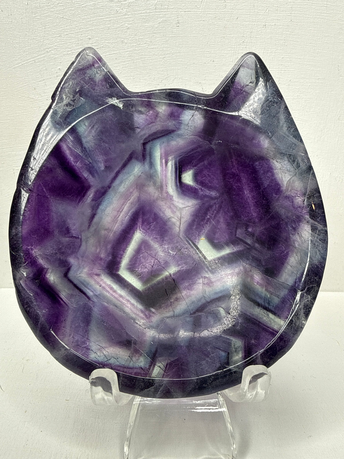 Fluorite Kitty Head Trinket Dish