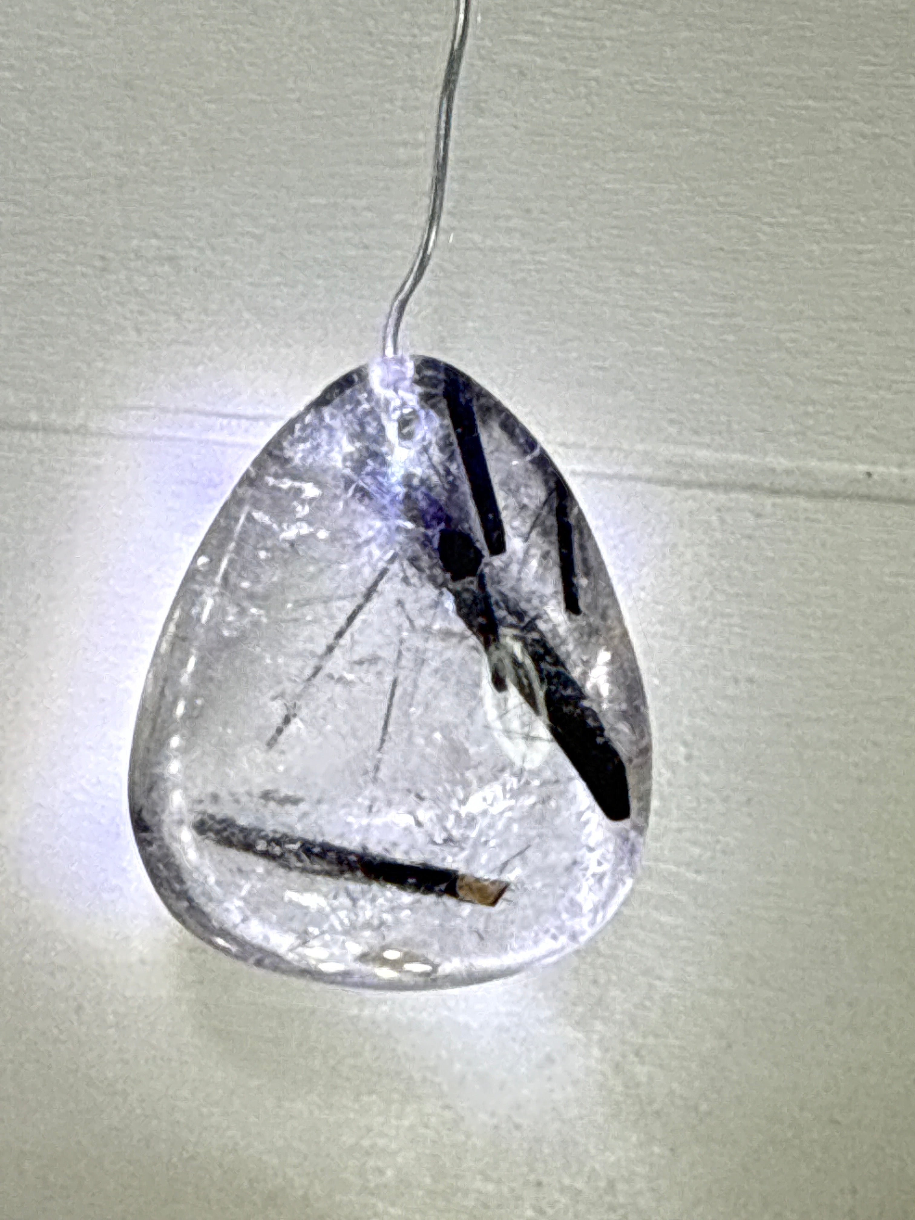 Black Tourmaline in Quartz Pendant