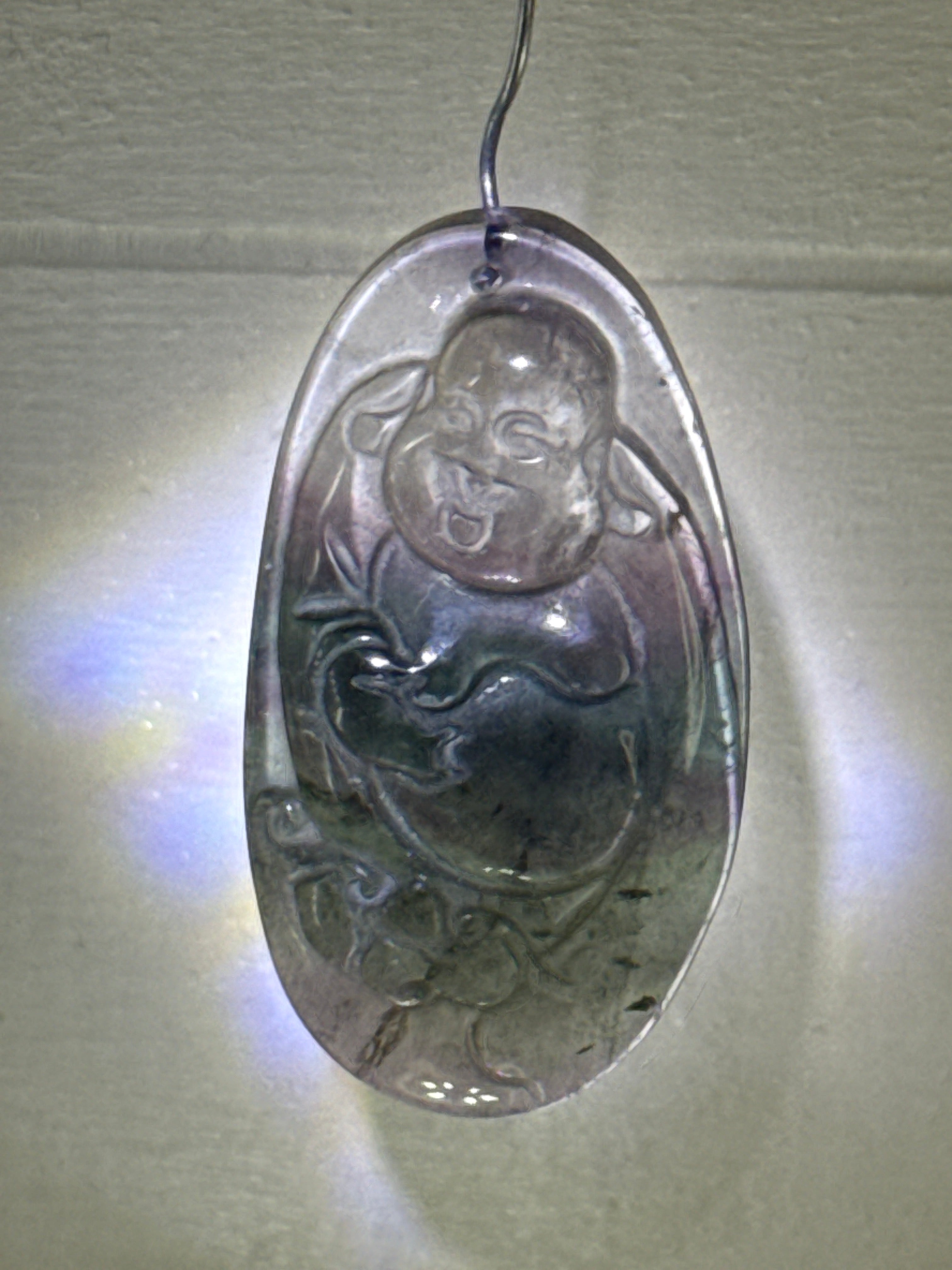 Carved Fluorite Buddah Pendant
