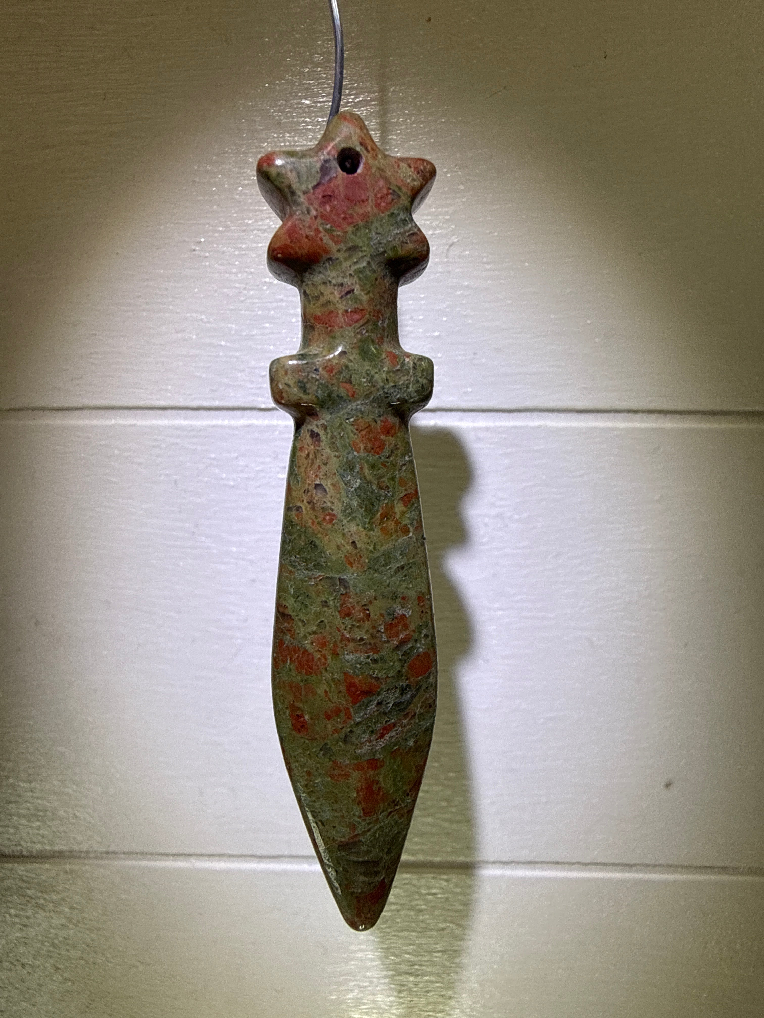 Unakite Sword Carved Pendant