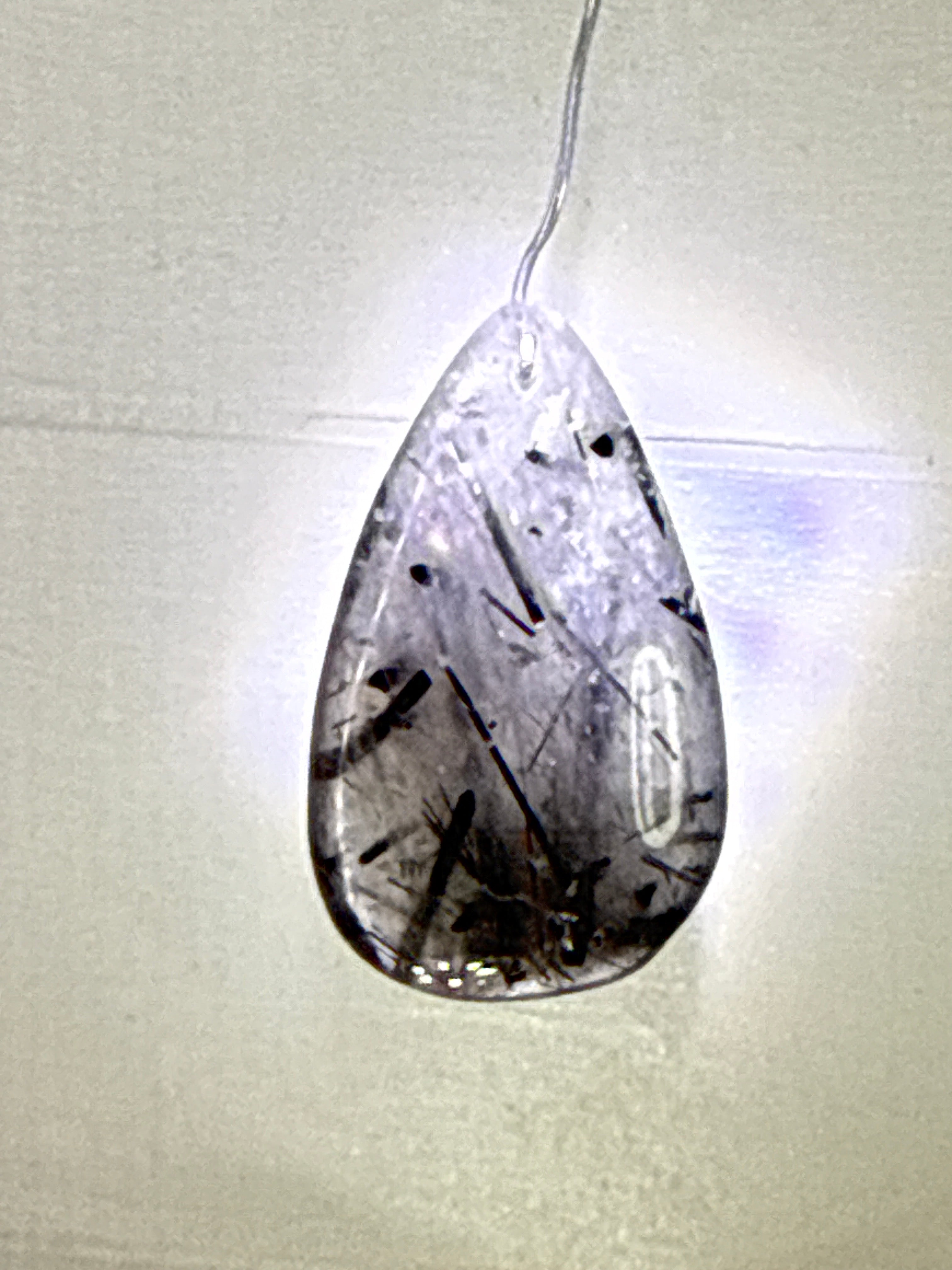 Black Tourmaline in Quartz Pendant