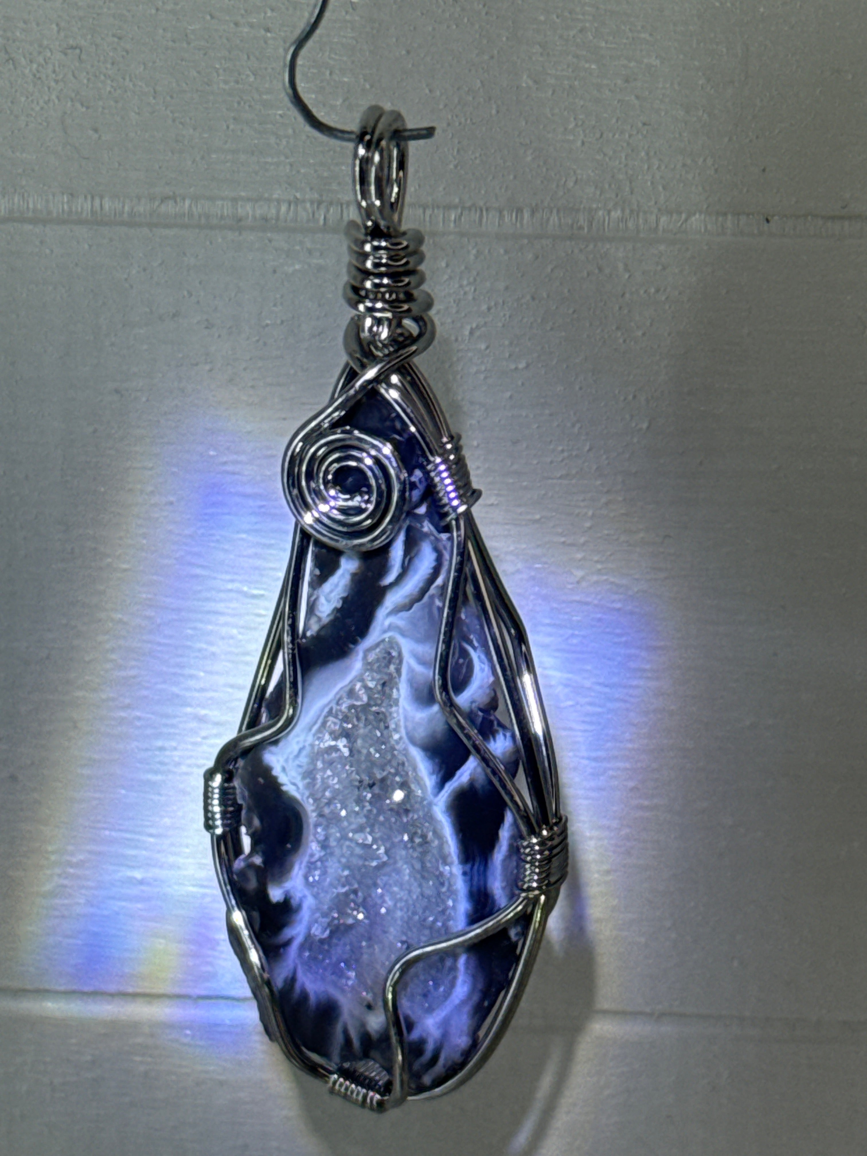 Quartz Geode Wire Wrapped Pendant