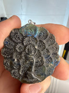 Carved Labradorite Peacock Pendant