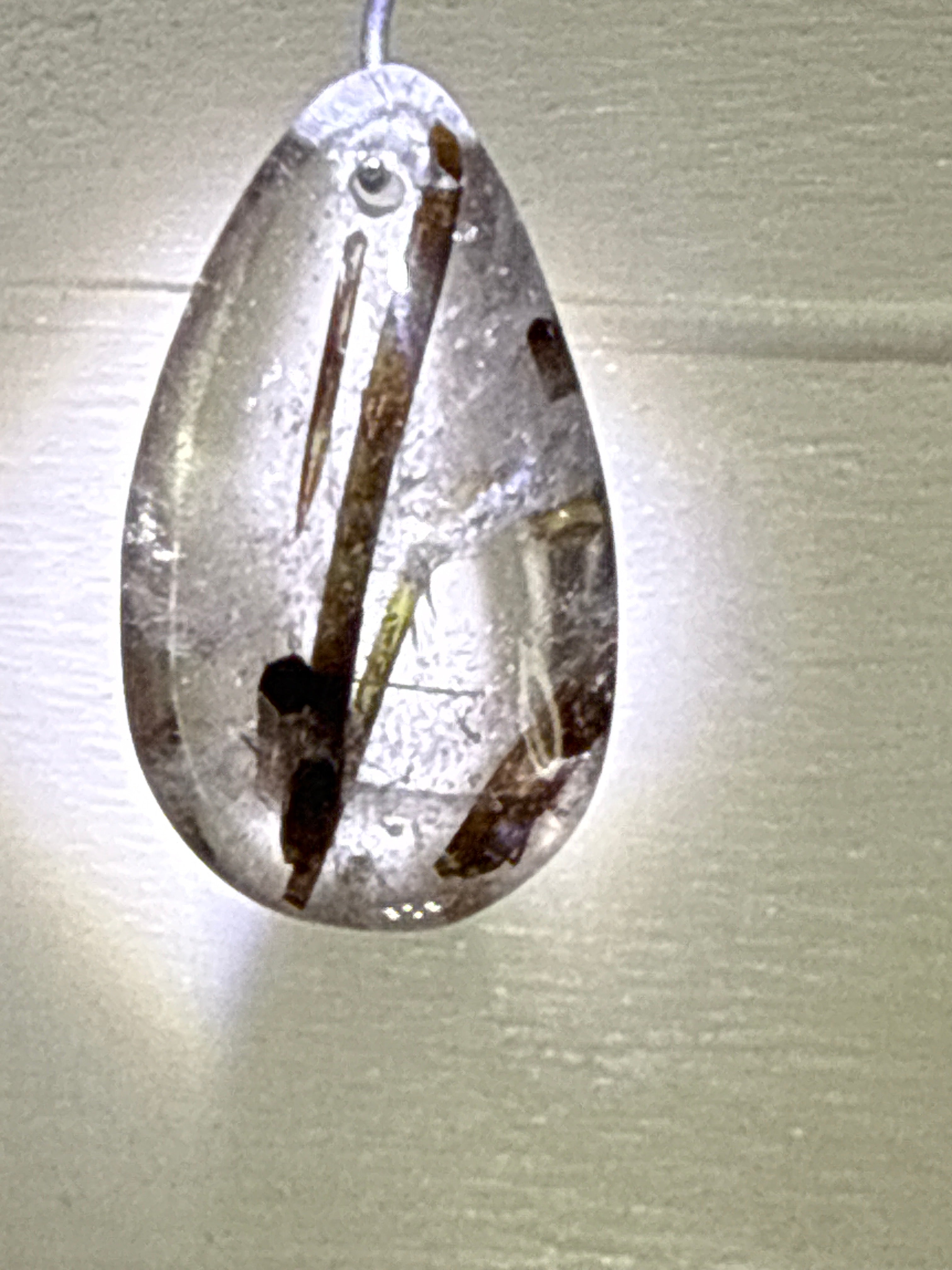 Green Tourmaline in Quartz Pendant