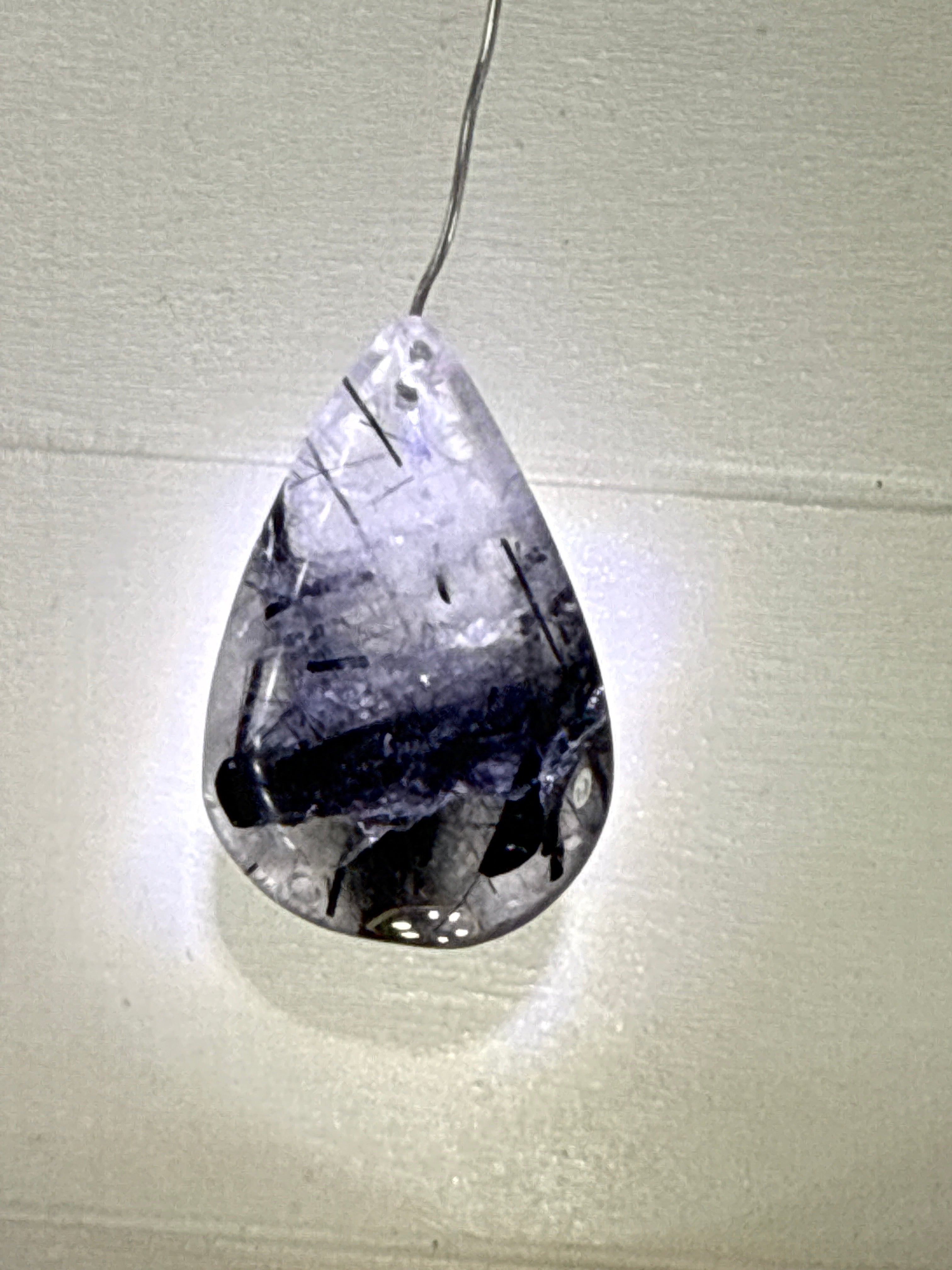 Black Tourmaline in Quartz Pendant