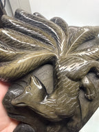Good Sheen Obsidian 9 Tails Fox Carving
