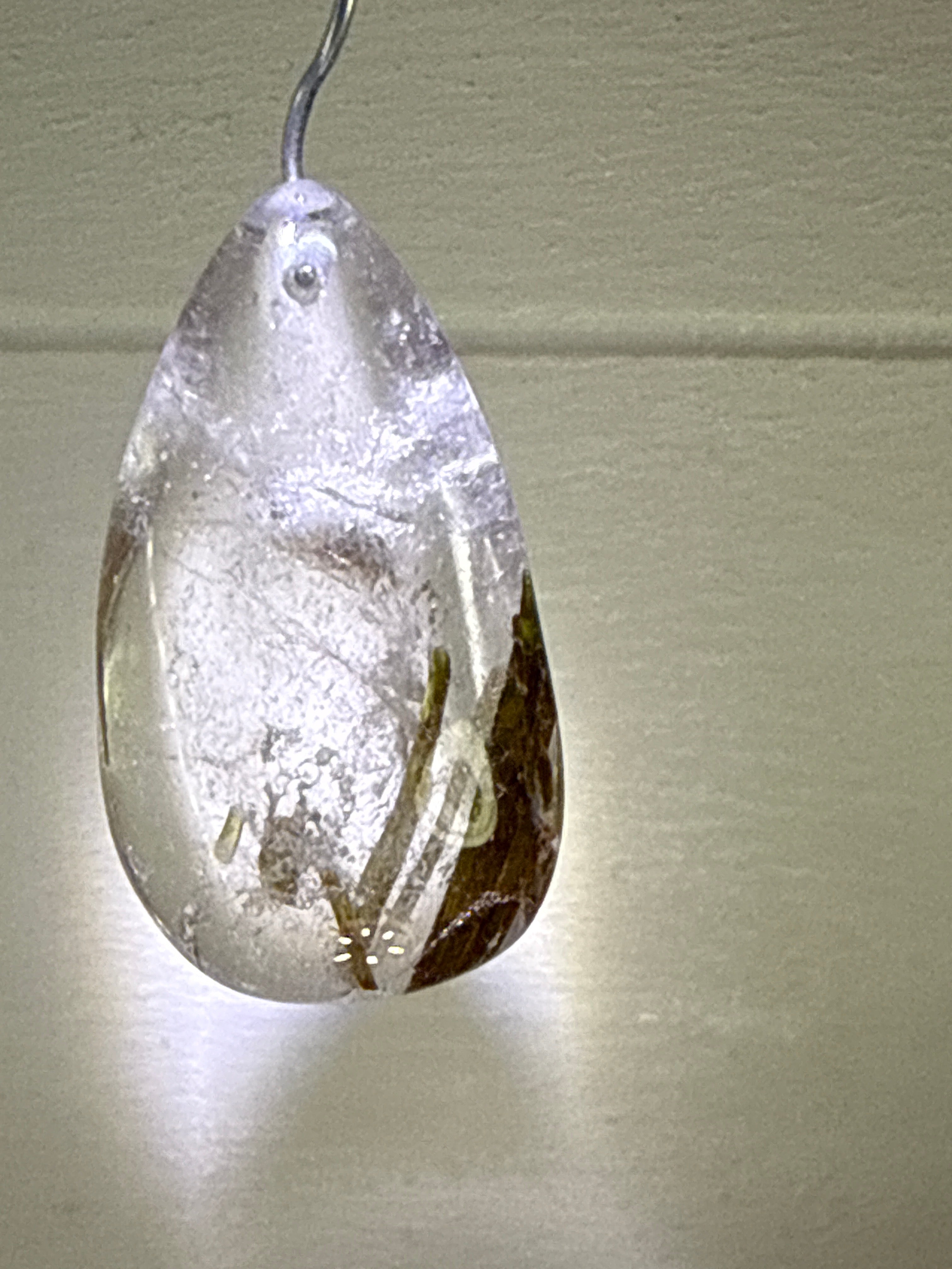 Green Tourmaline in Quartz Pendant