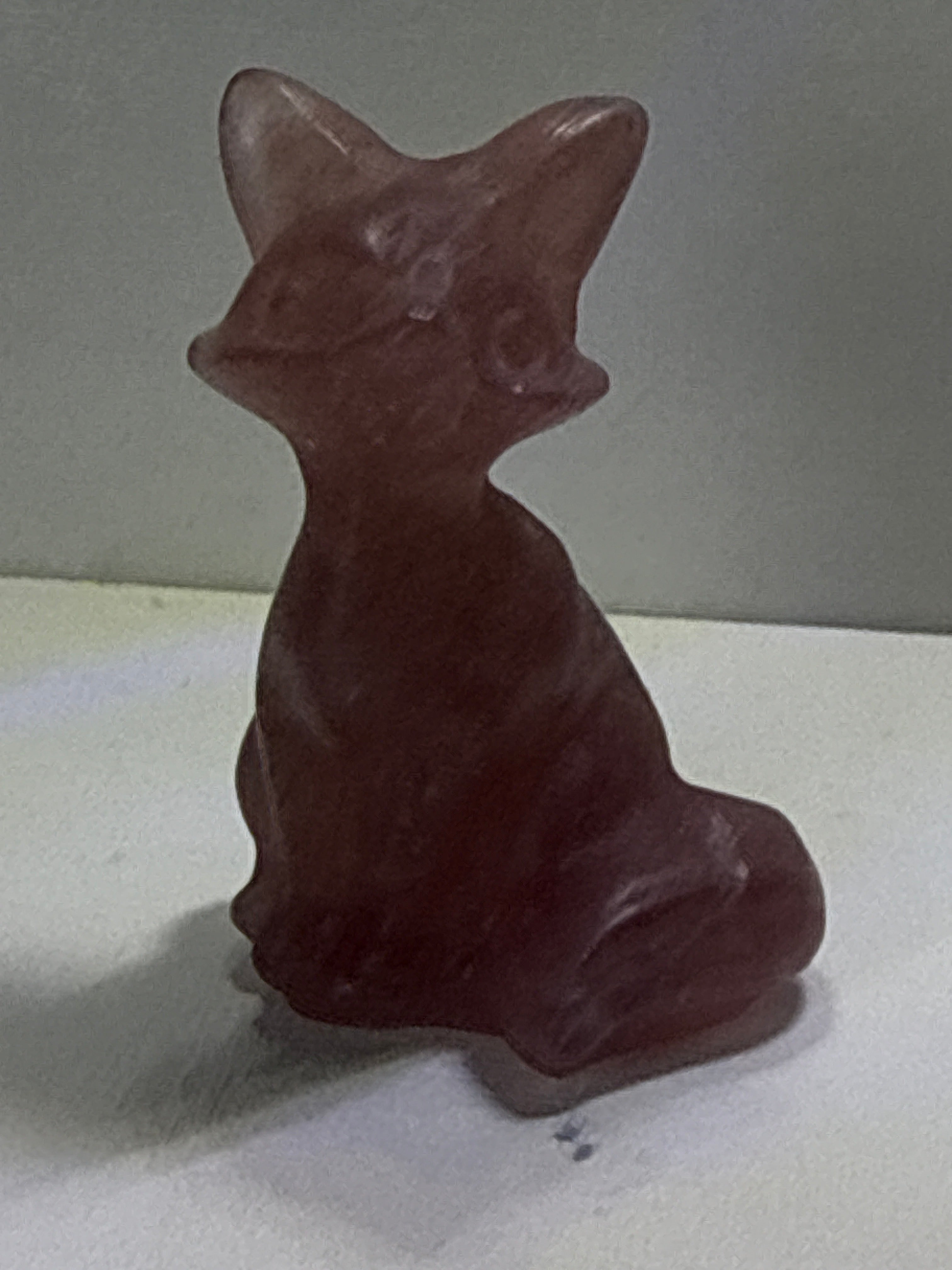 Strawberry Quartz Fox Carving