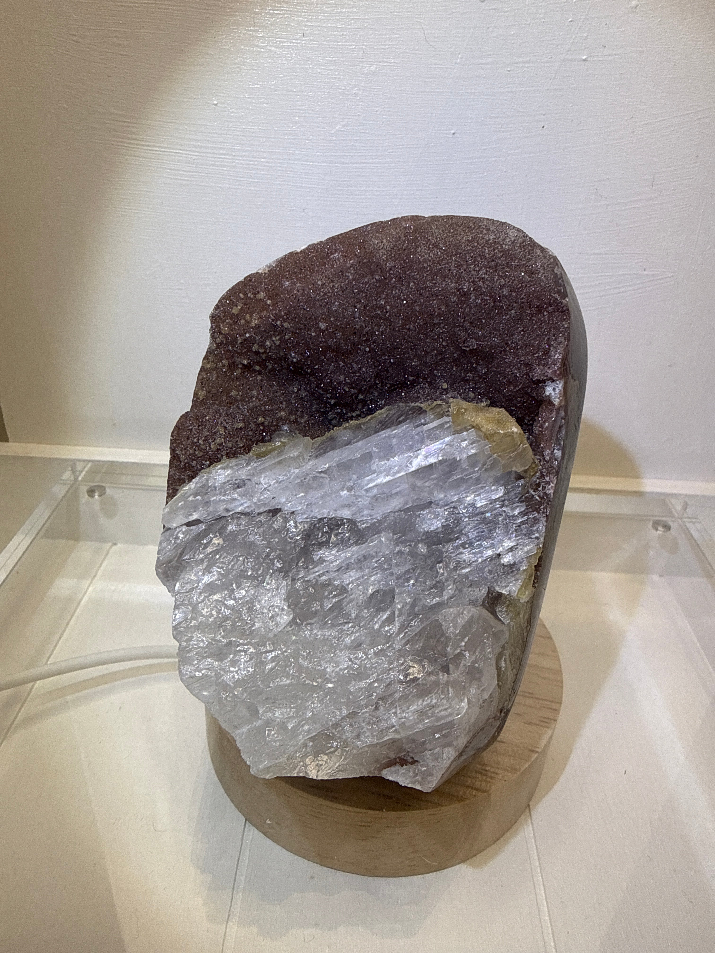 Red Rainbow Druzy Amethyst with Calcite