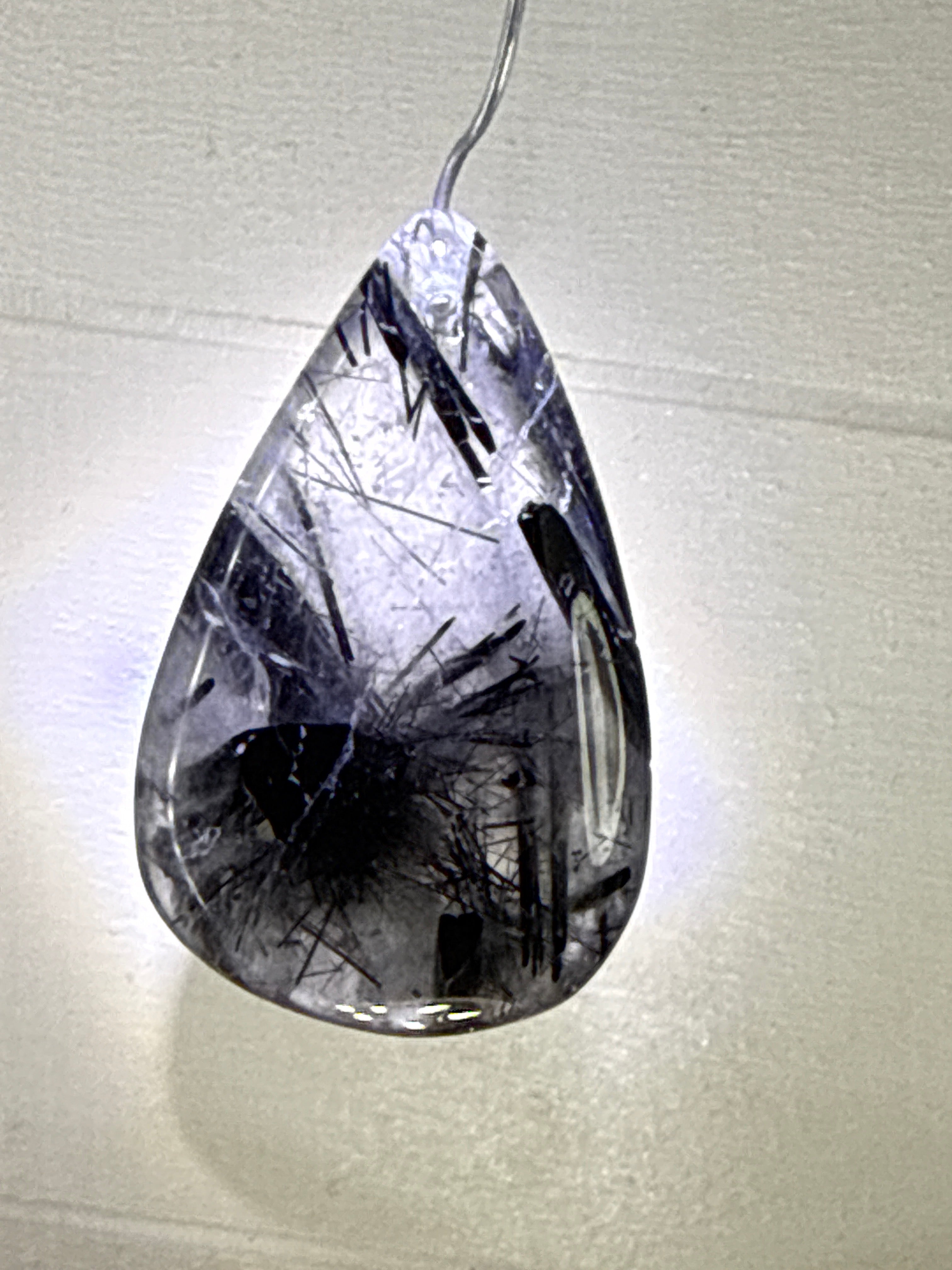 Black Tourmaline in Quartz Pendant