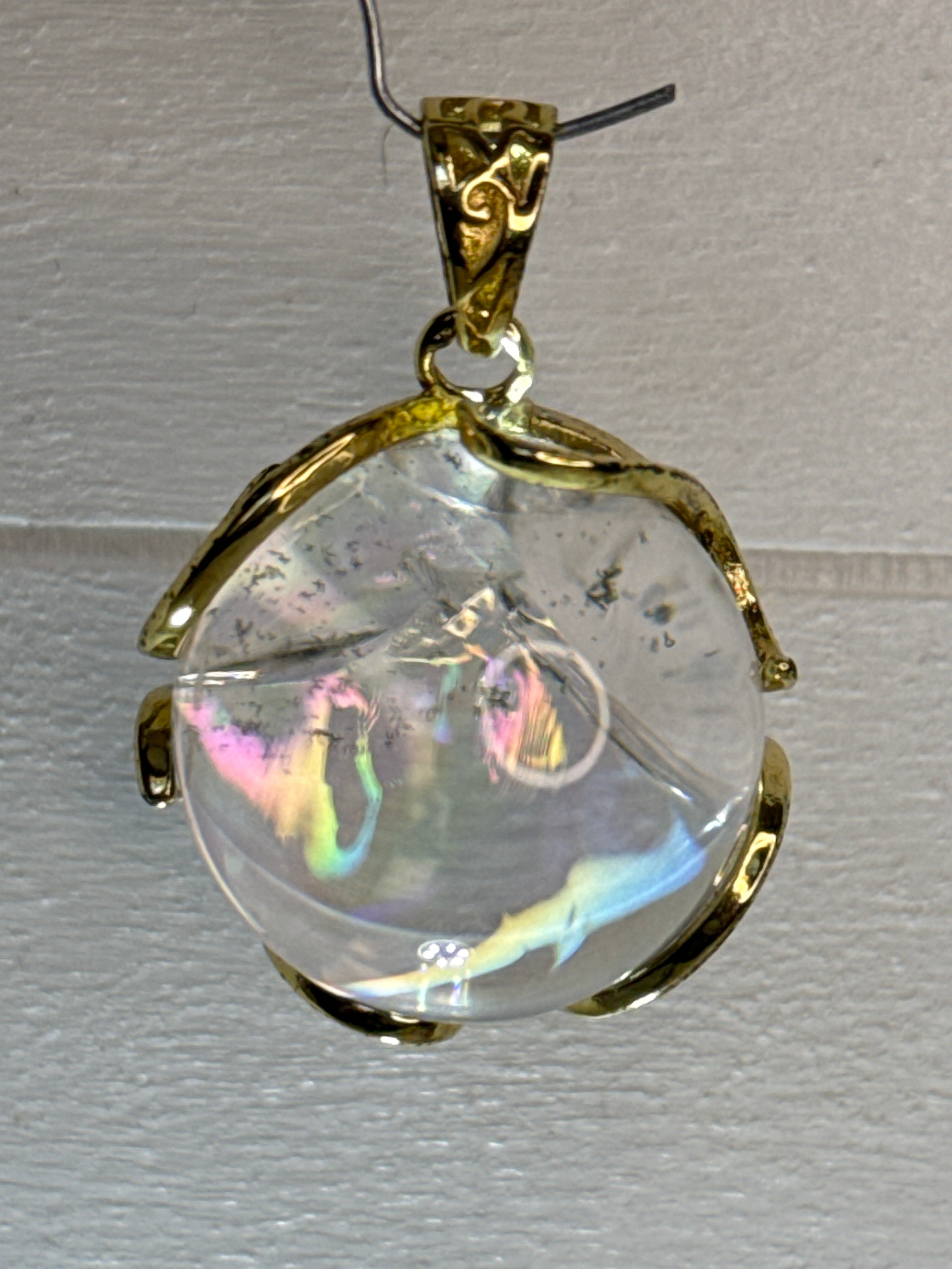 Rainbow Crackle Clear Quartz Pendant