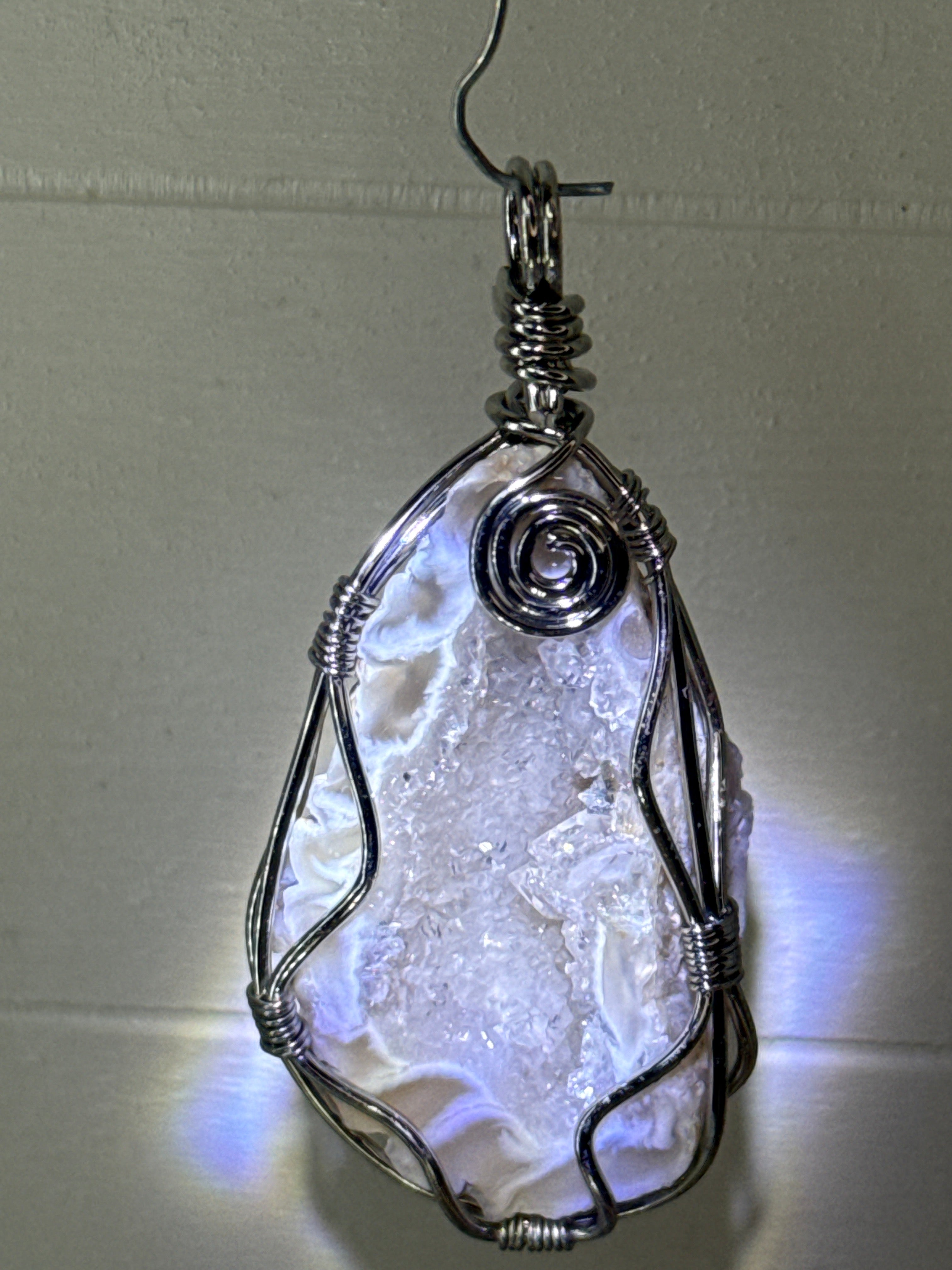 Quartz Geode Wire Wrapped Pendant