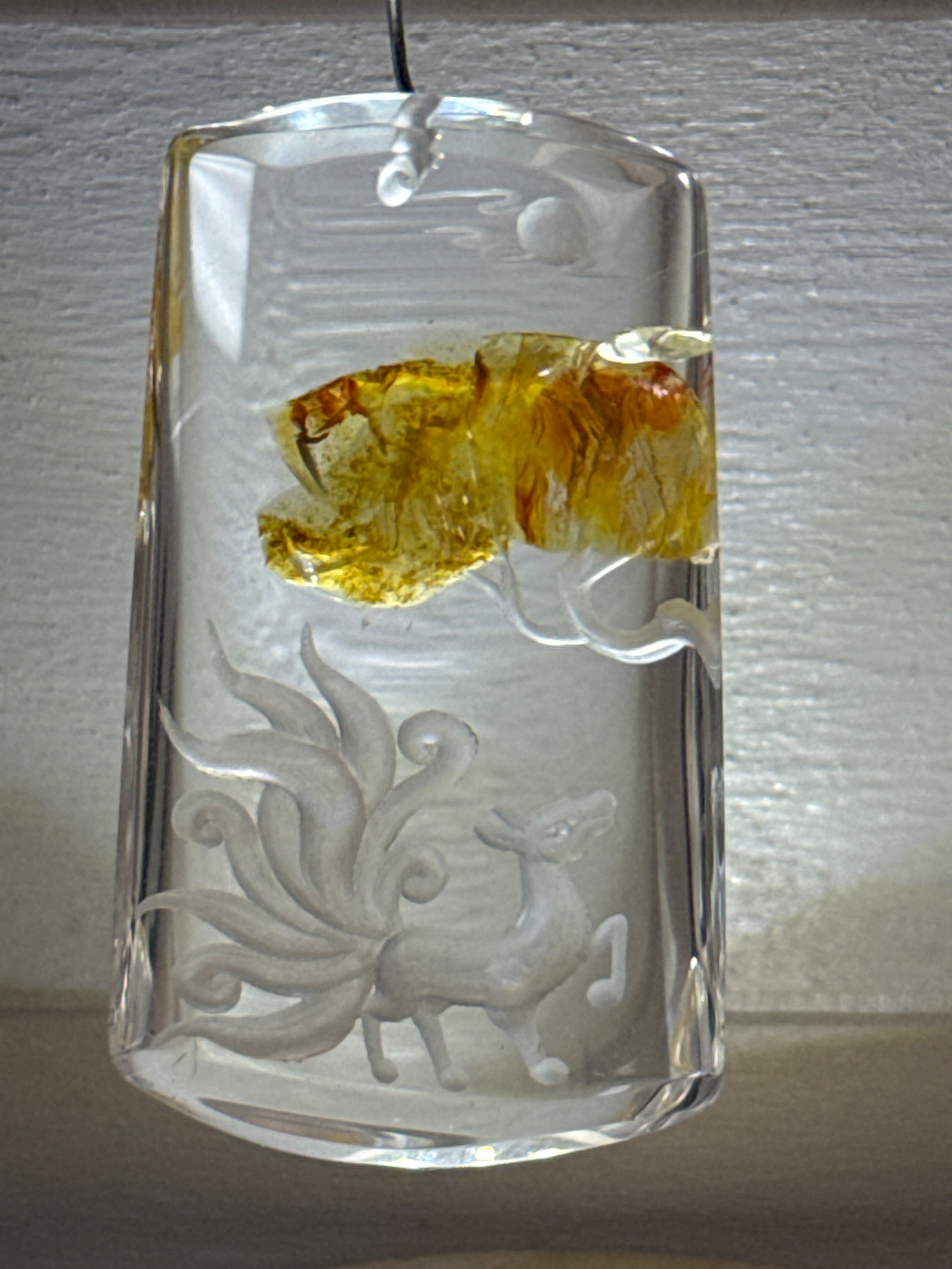 Carved Nine-Tailed Fox Pendant