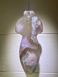 Flower Agate Kimono Carved Pendant