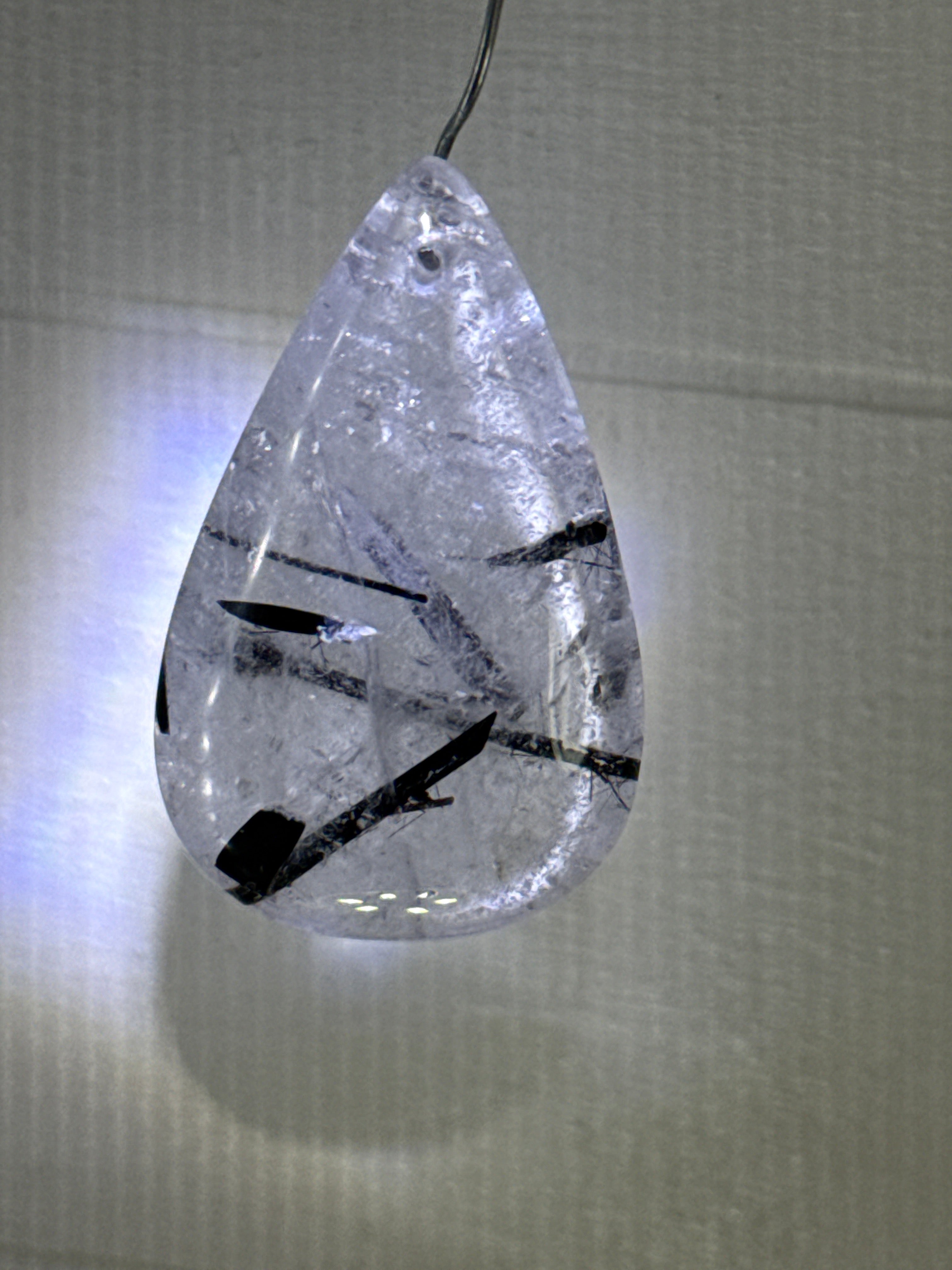 Black Tourmaline in Quartz Pendant