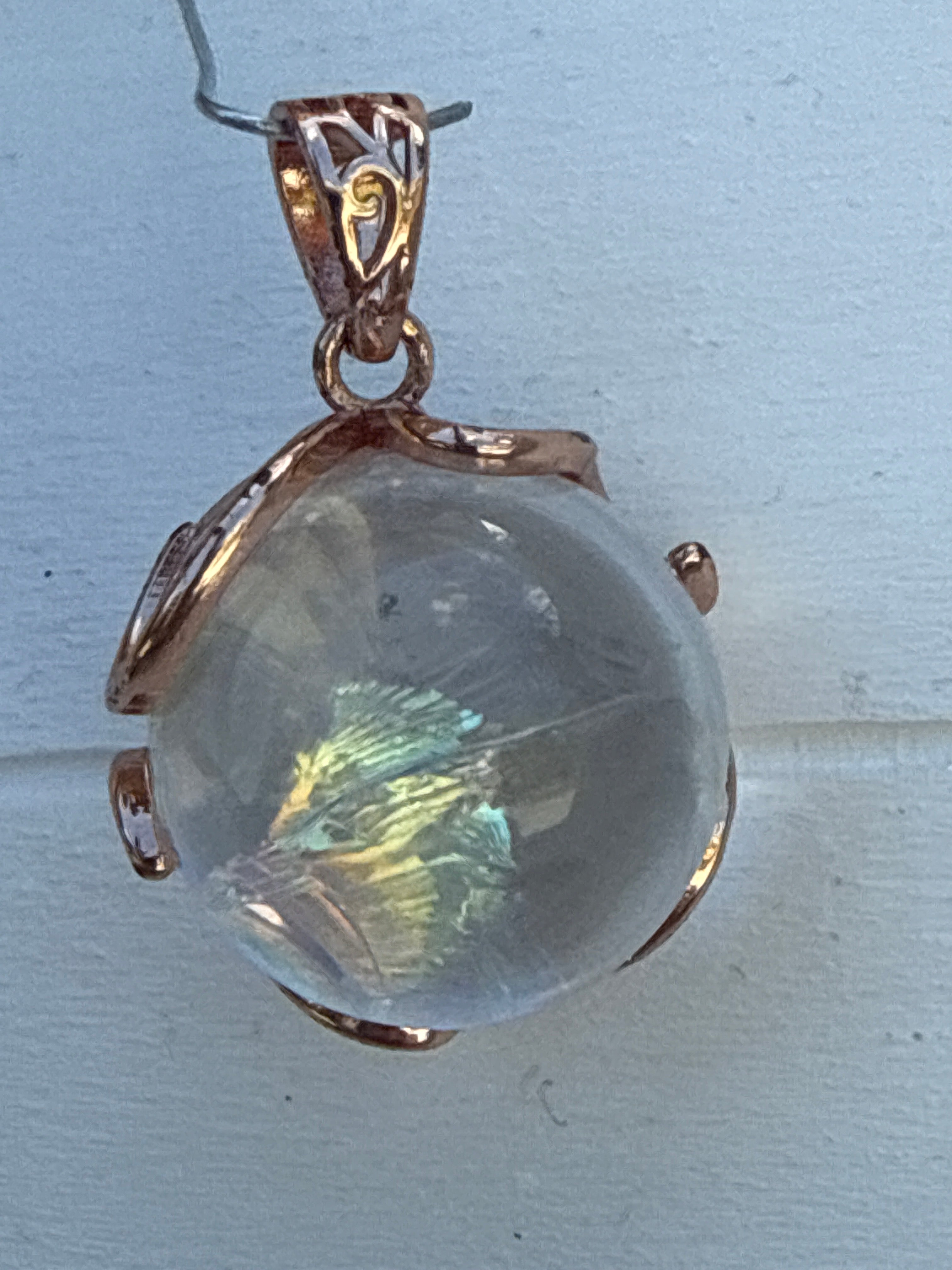 Rainbow Crackle Clear Quartz Pendant