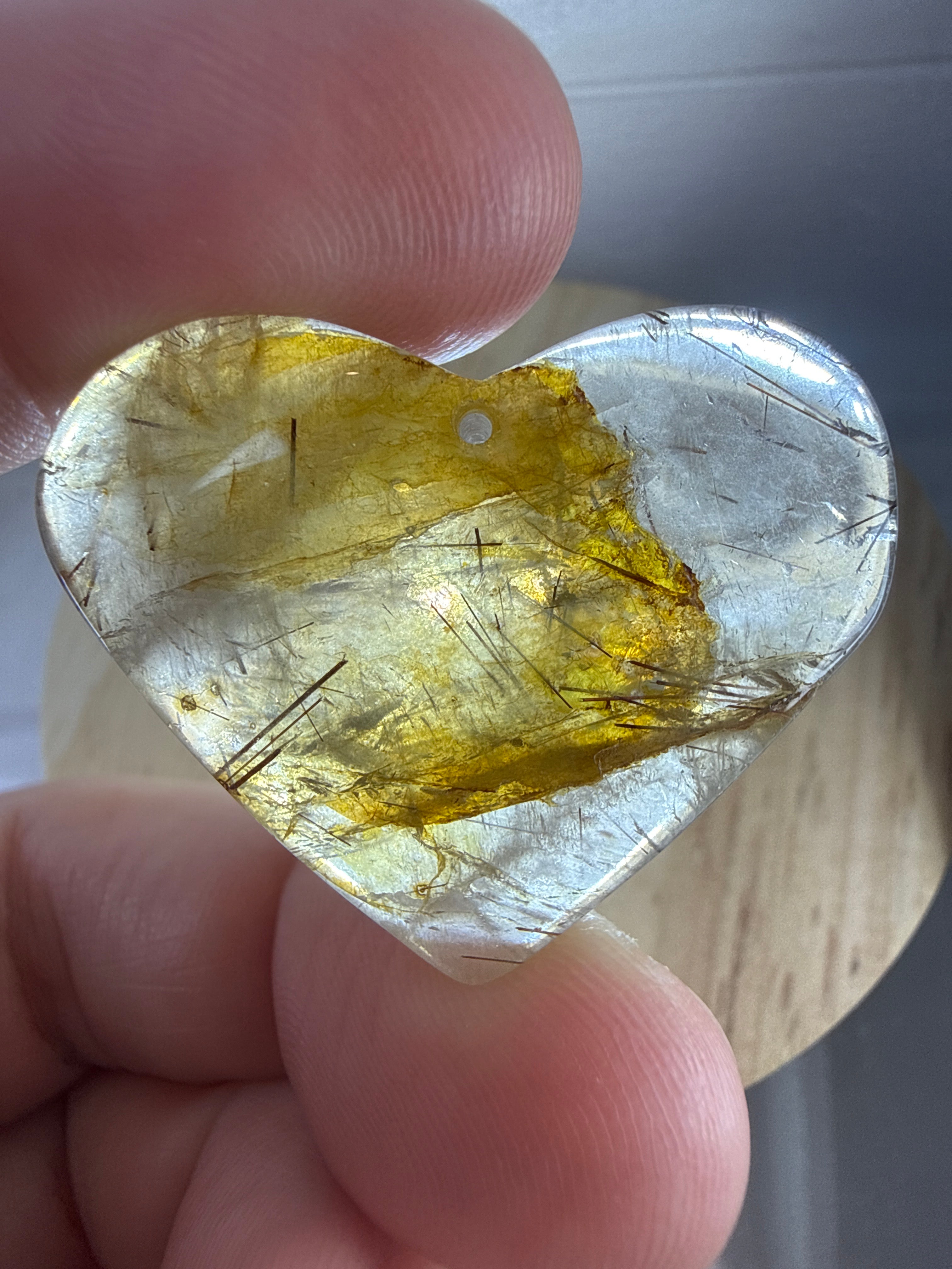 Copper Rutile & Golden Healer Heart Pendant