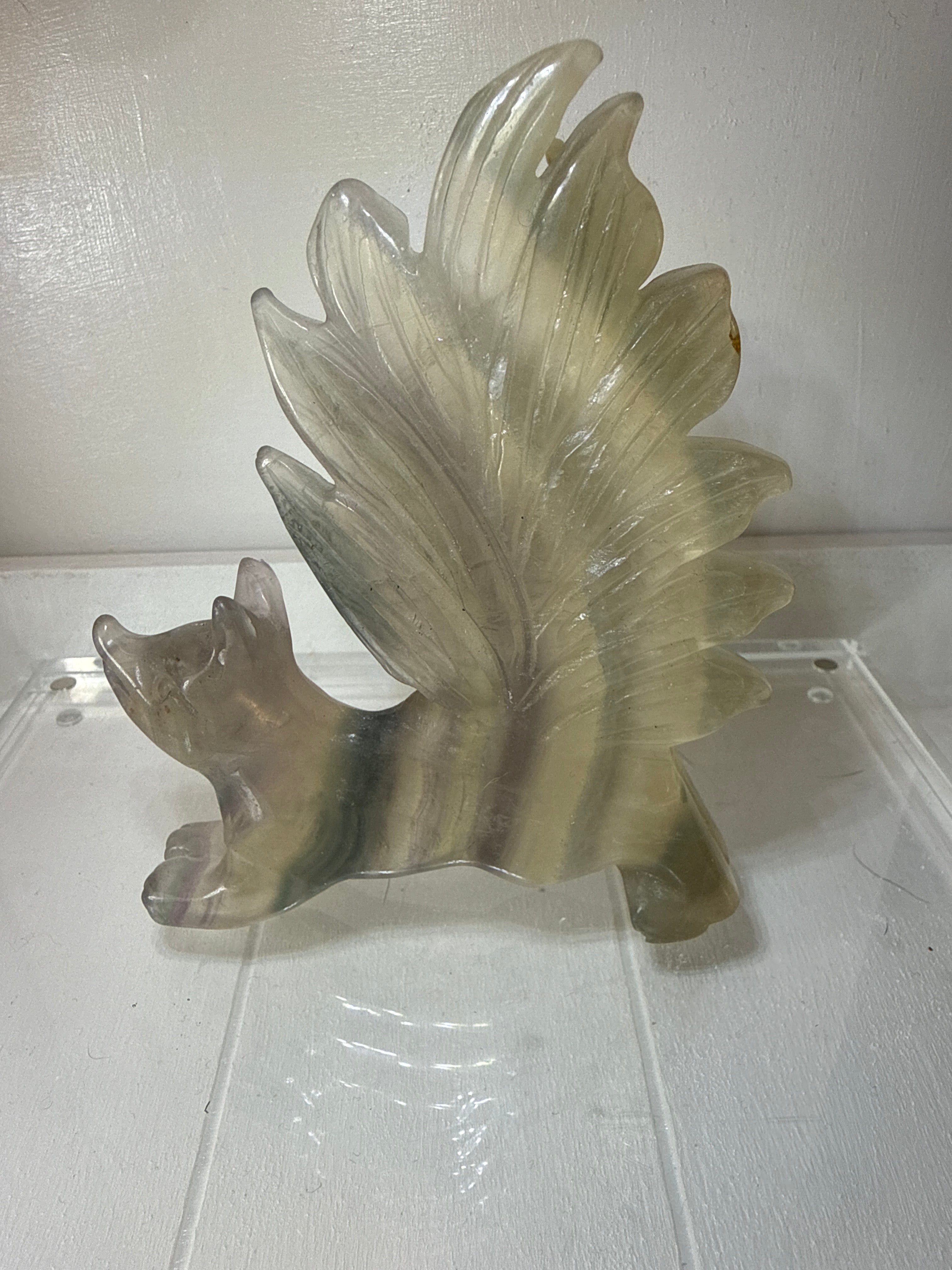 Fluorite 9 Tails Fox Carving