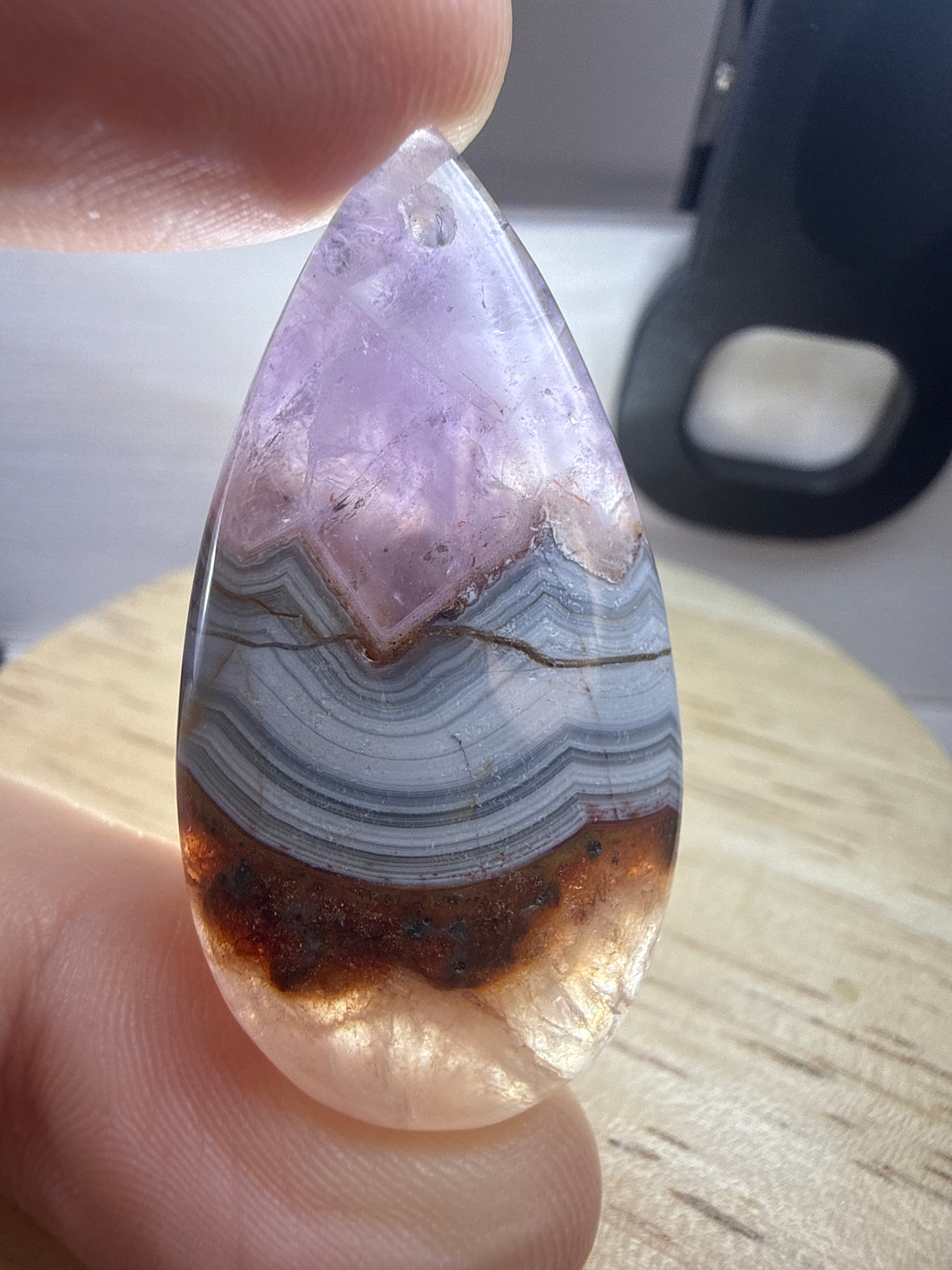 Amethyst with Mexican Lace Agate Pendant