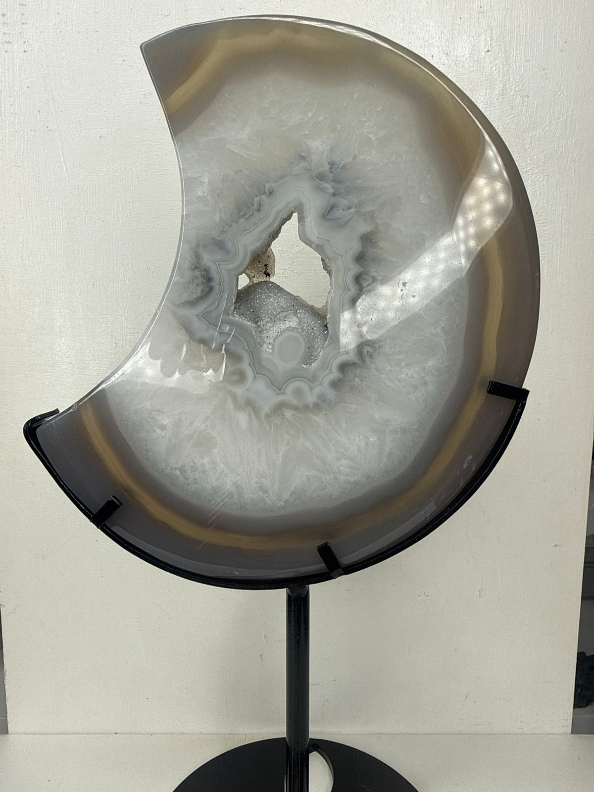 Druzy Agate Moon Carving