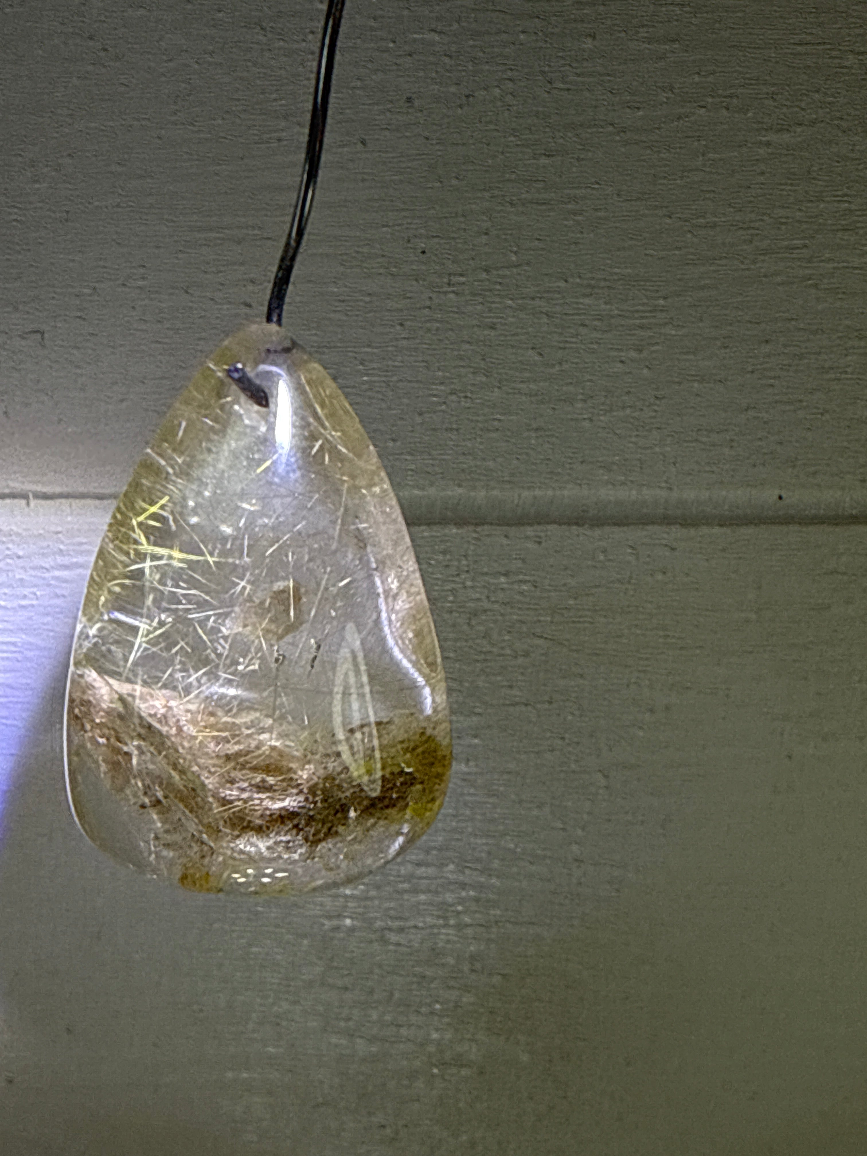 Gold Rutile Pendant with Garden Quartz