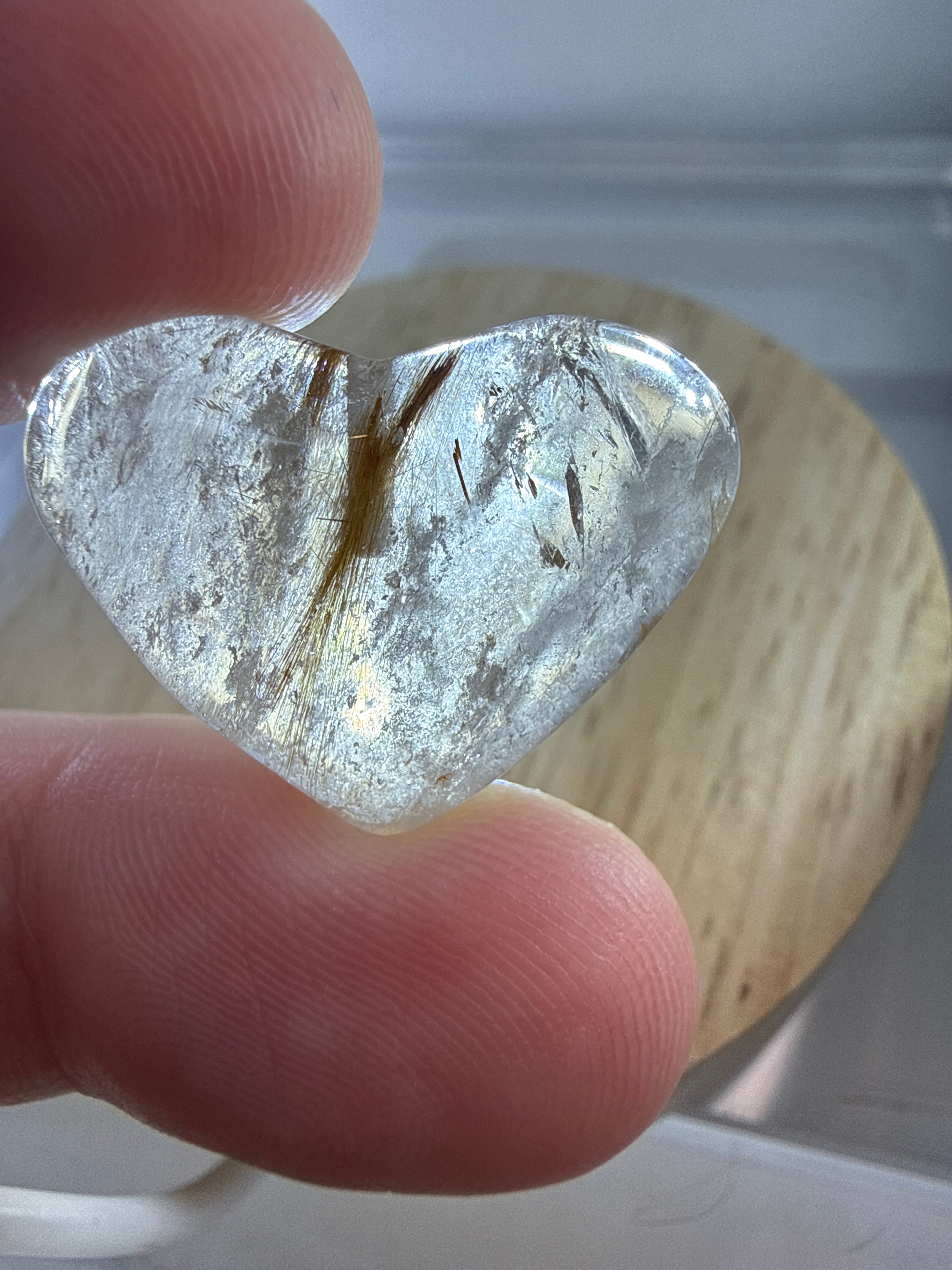 Gold Rutile Heart Pendant