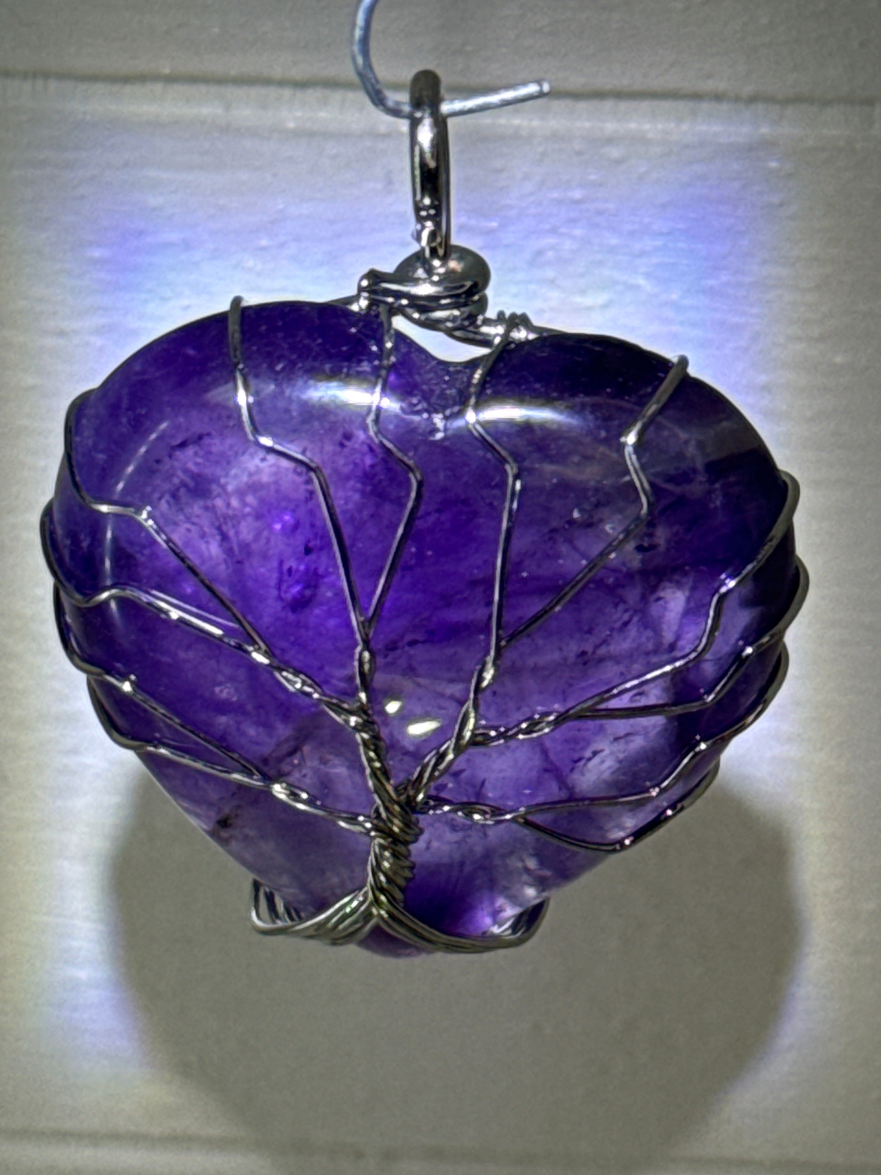 Amethyst Heart Tree of Life Pendant