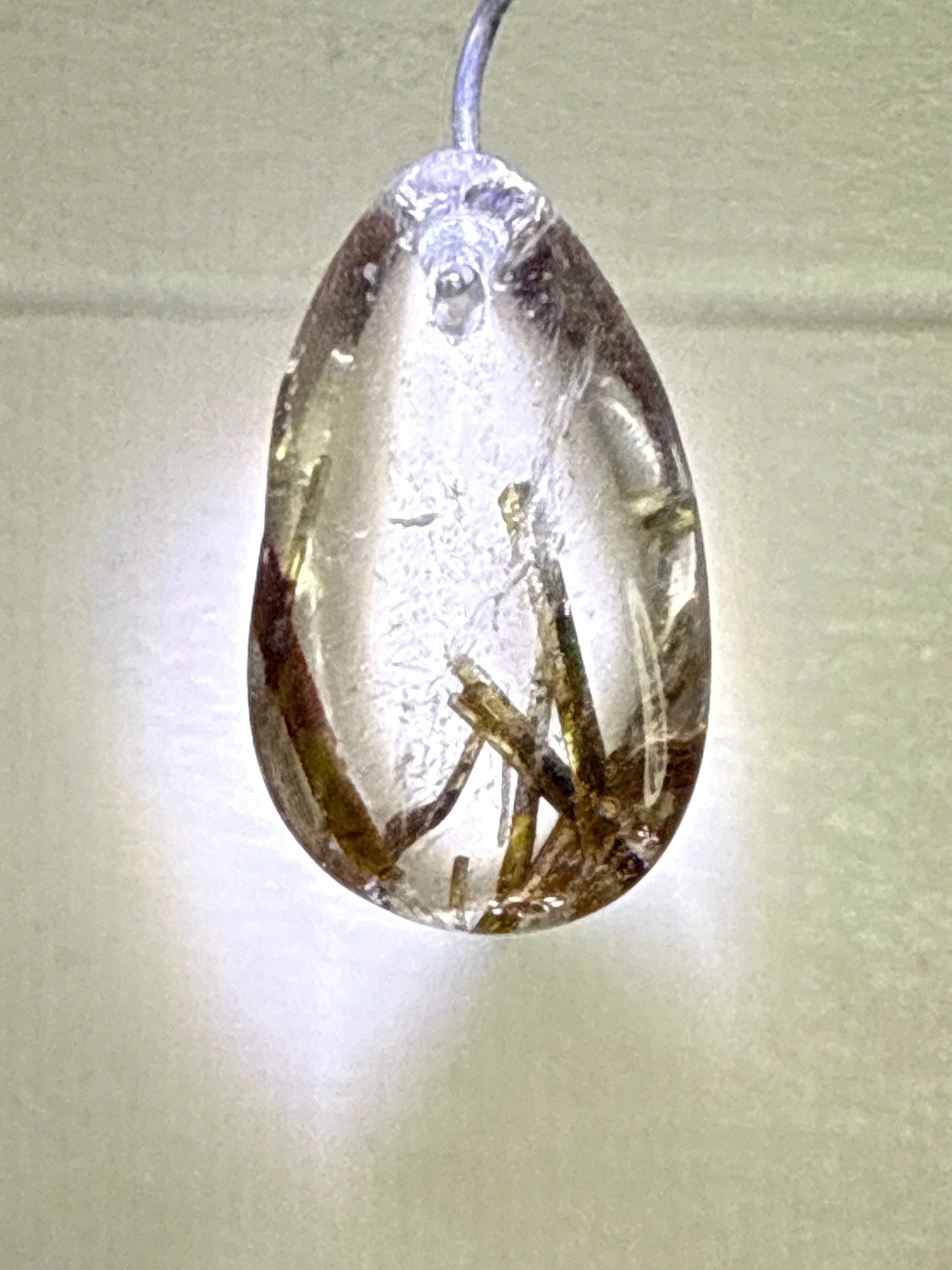 Green Tourmaline in Quartz Pendant