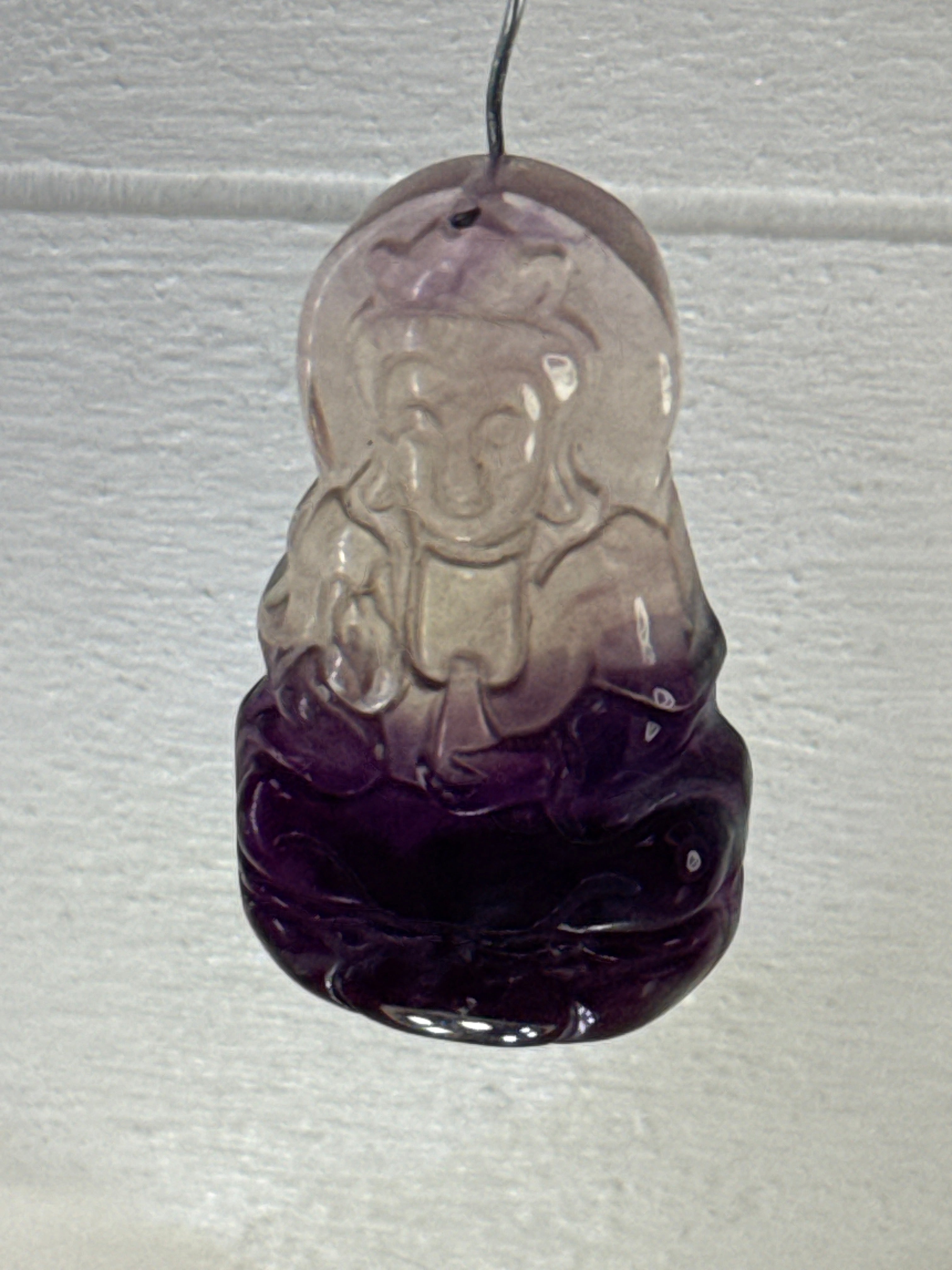 Carved Fluorite Buddah Pendant