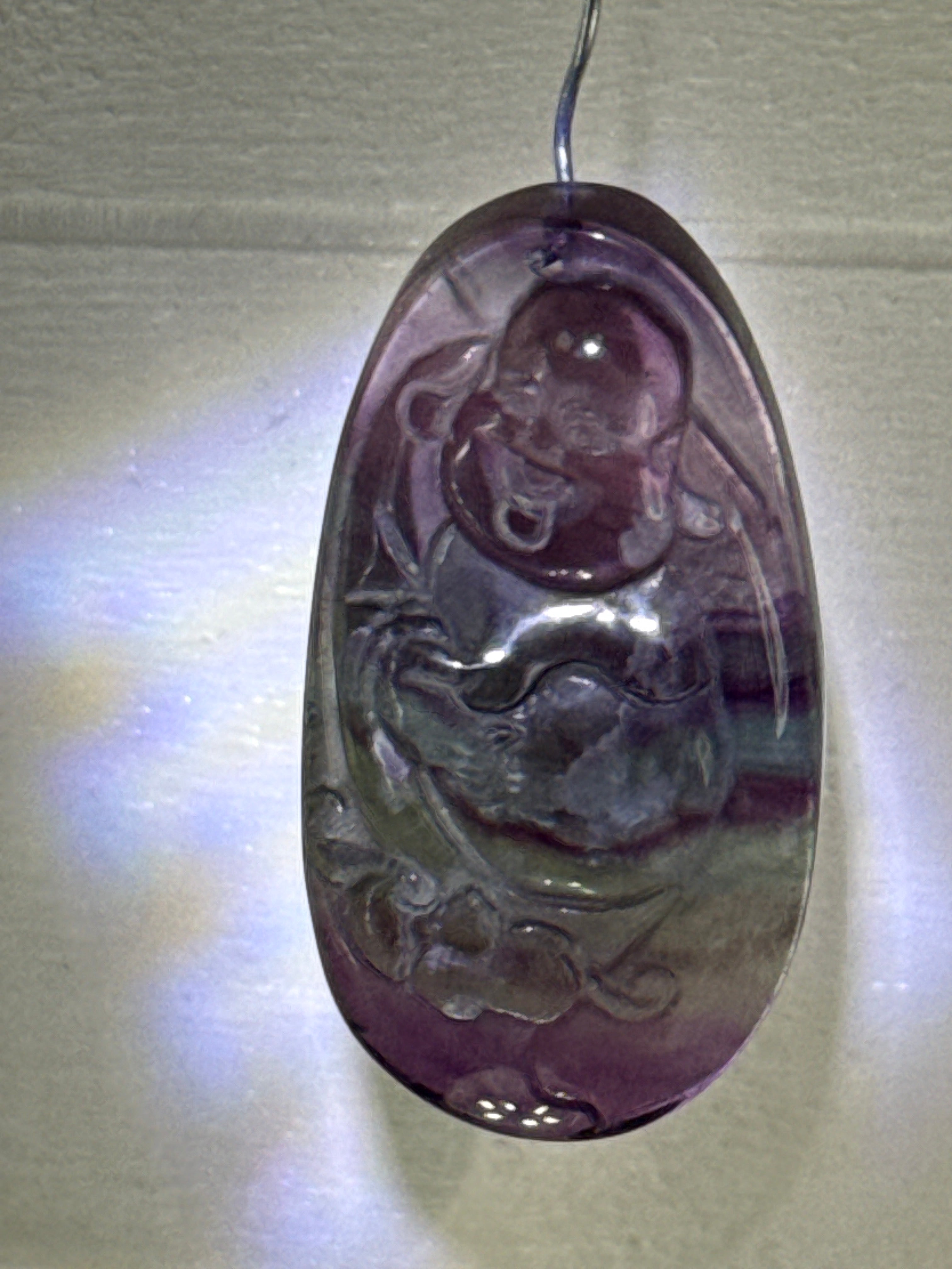 Carved Fluorite Buddah Pendant