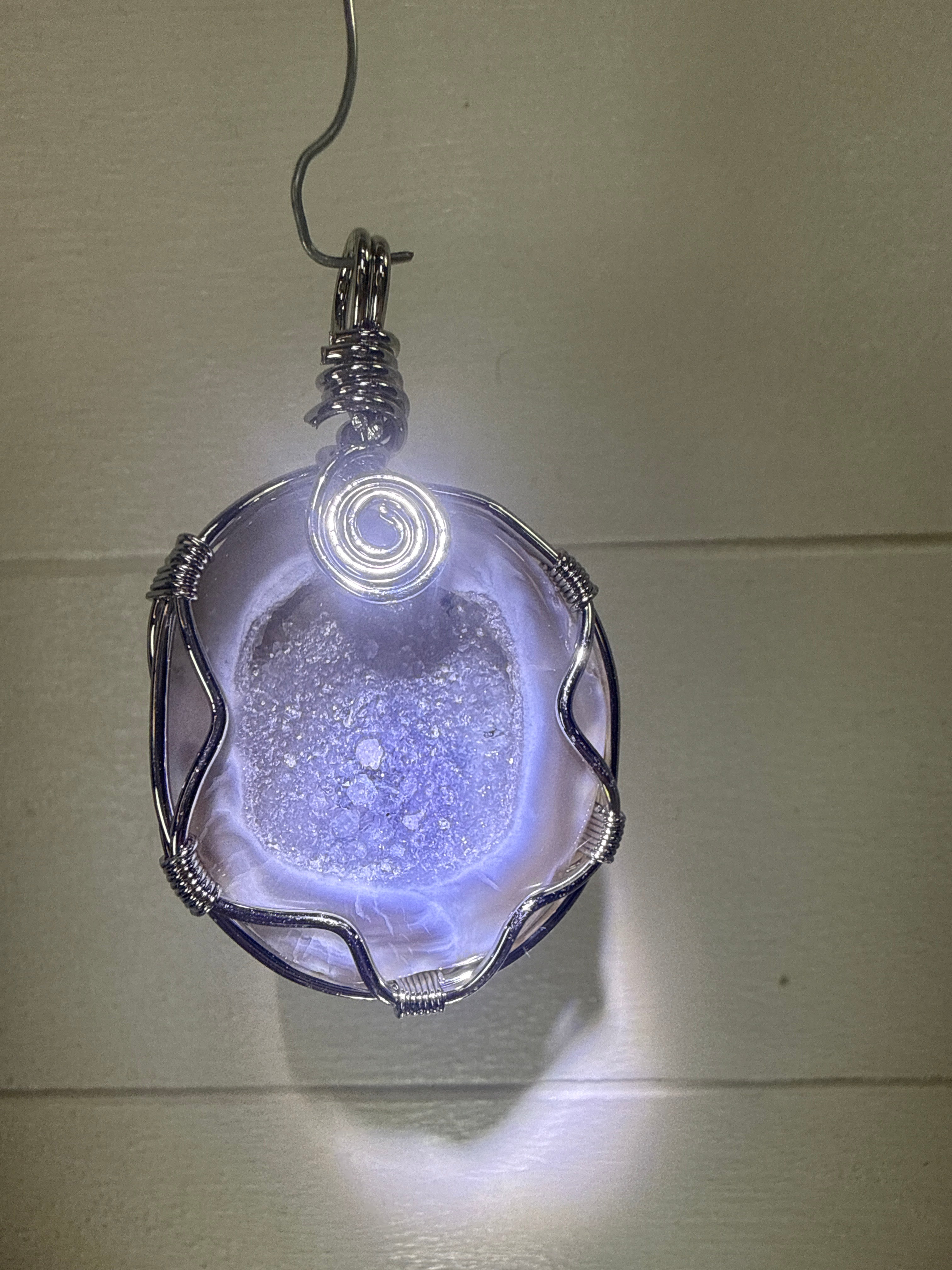 Quartz Geode Wire Wrapped Pendant