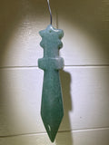 Green Aventurine Sword Carved Pendant