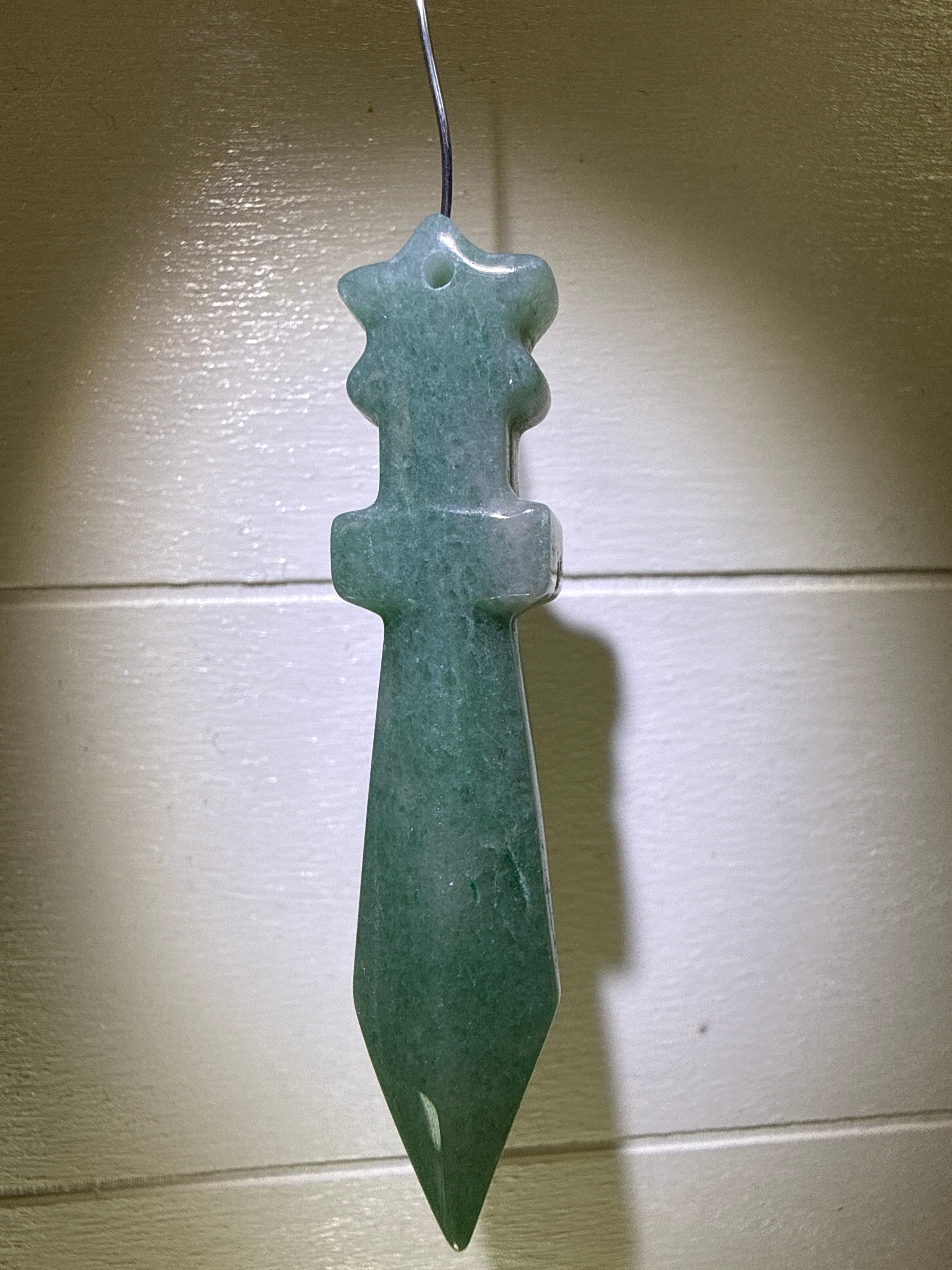 Green Aventurine Sword Carved Pendant