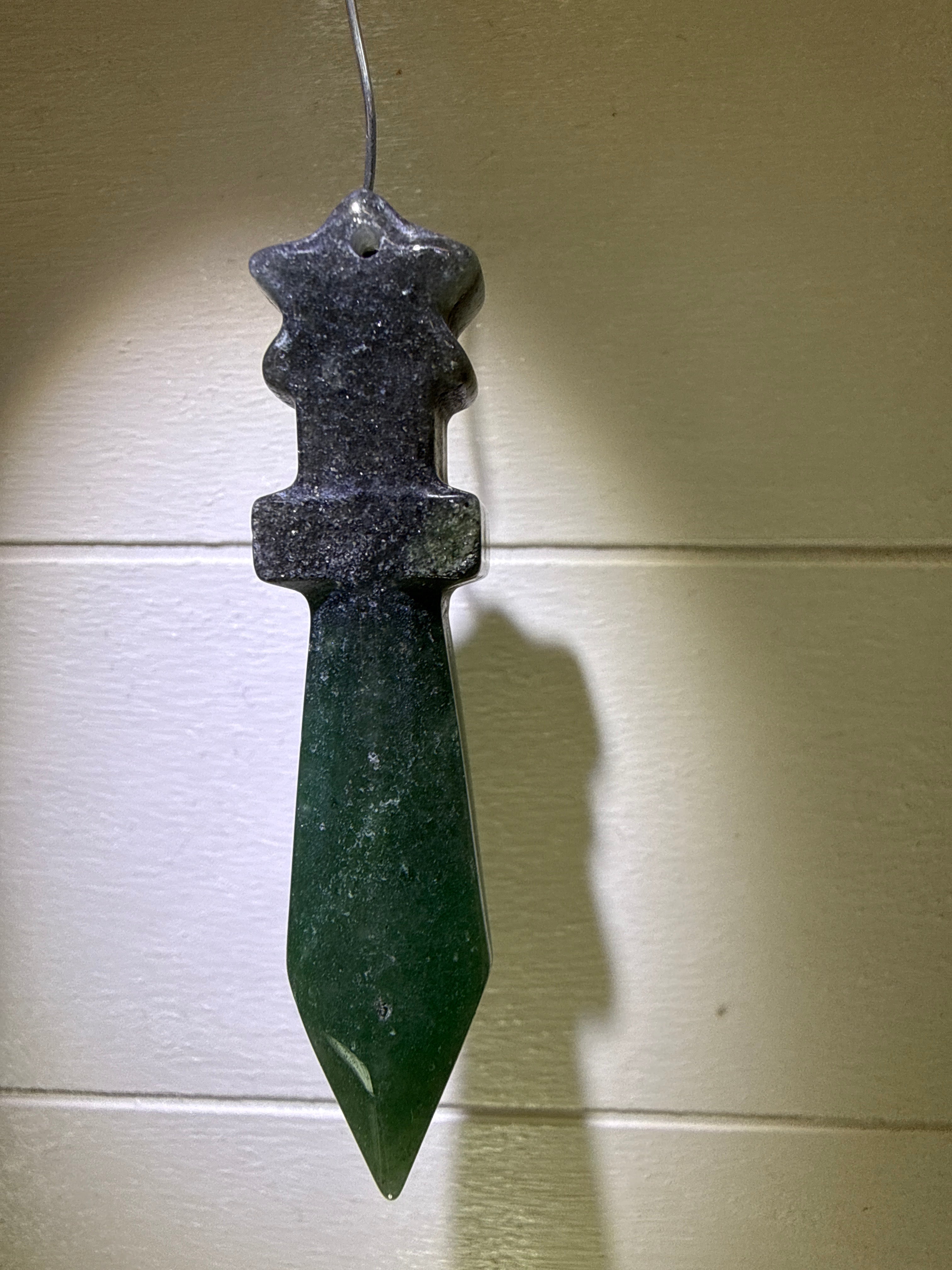 Green Aventurine Sword Carved Pendant