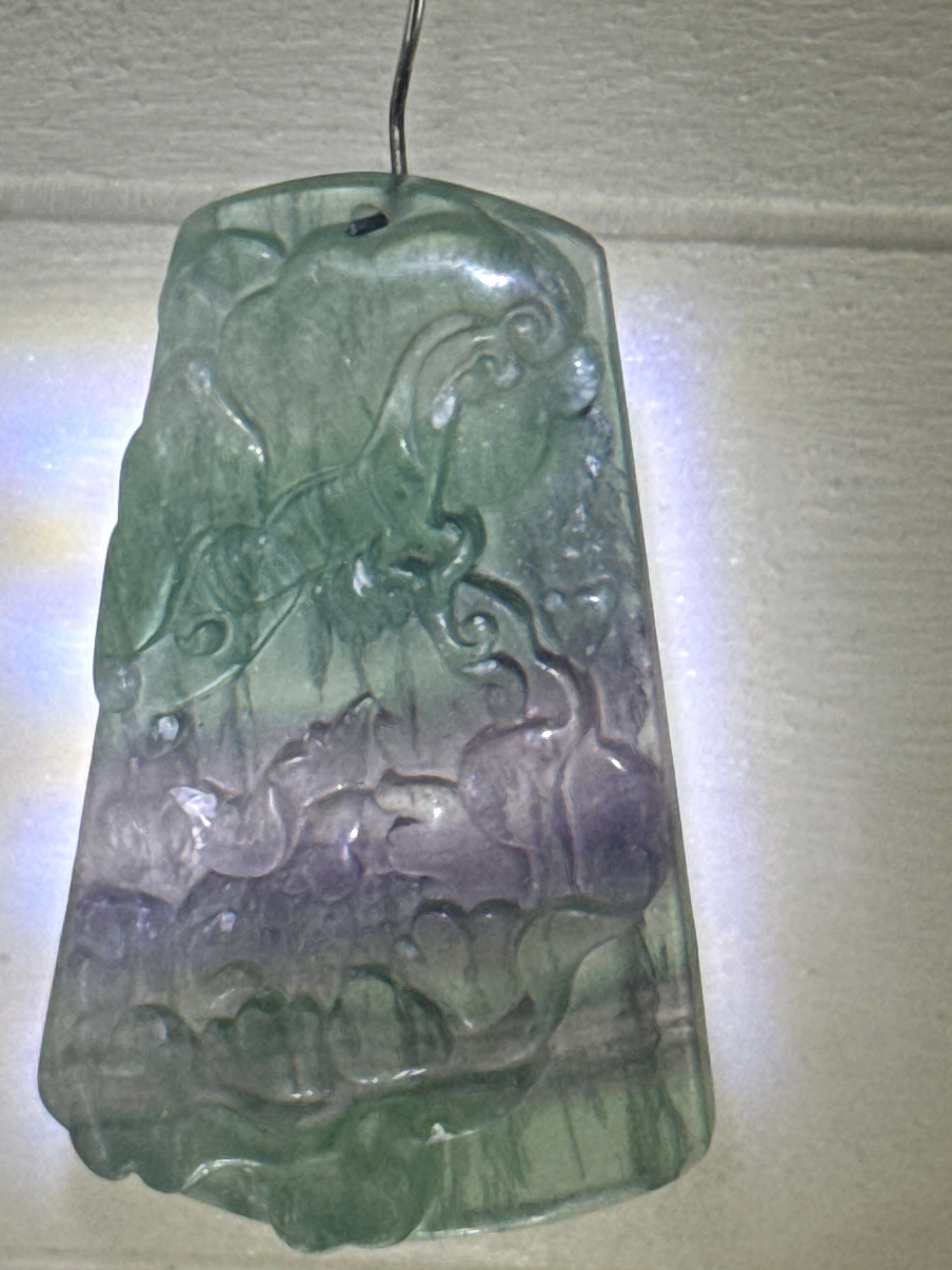 Carved Fluorite Butterfly & Flower Pendant