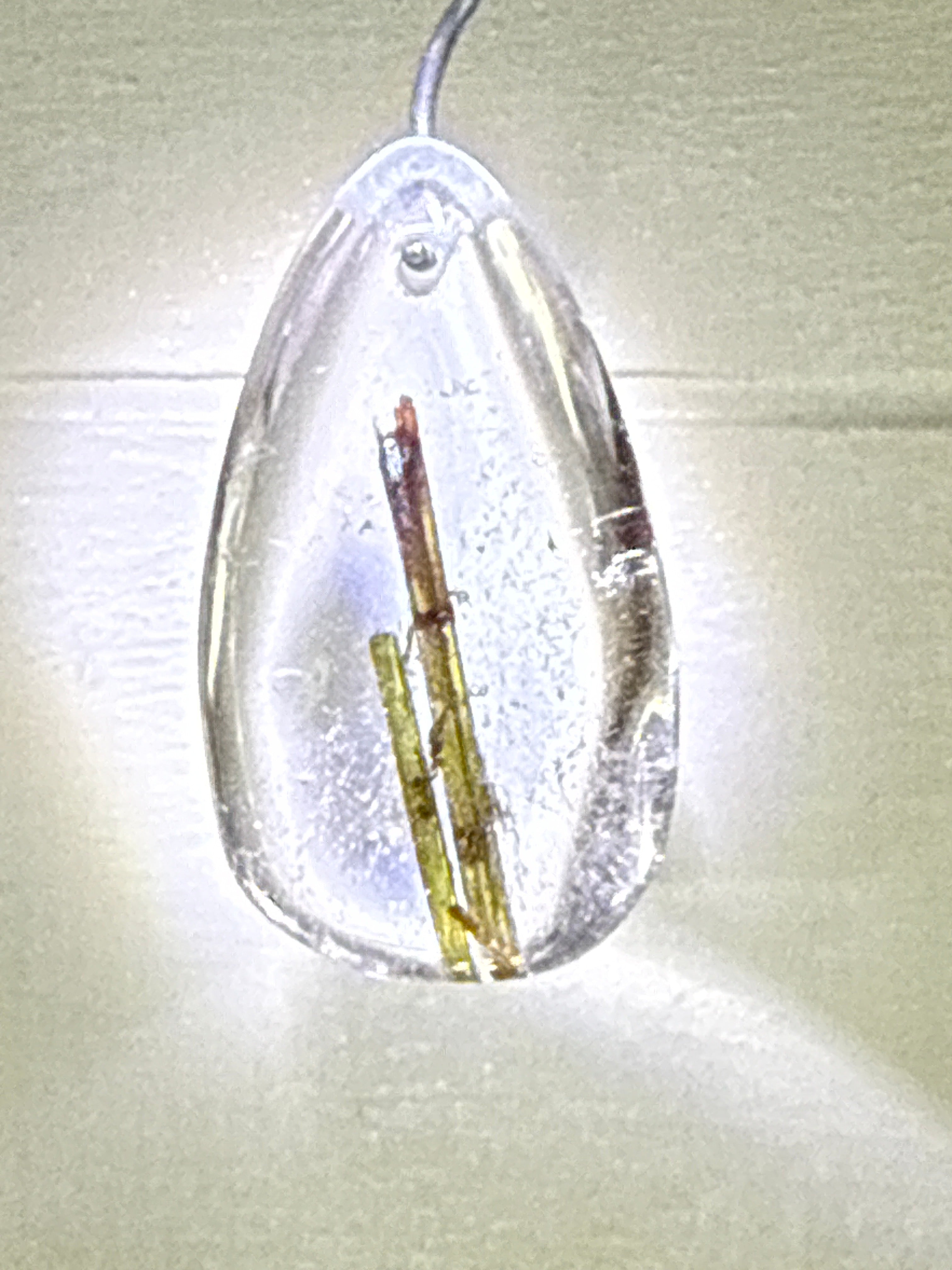 Green Tourmaline in Quartz Pendant