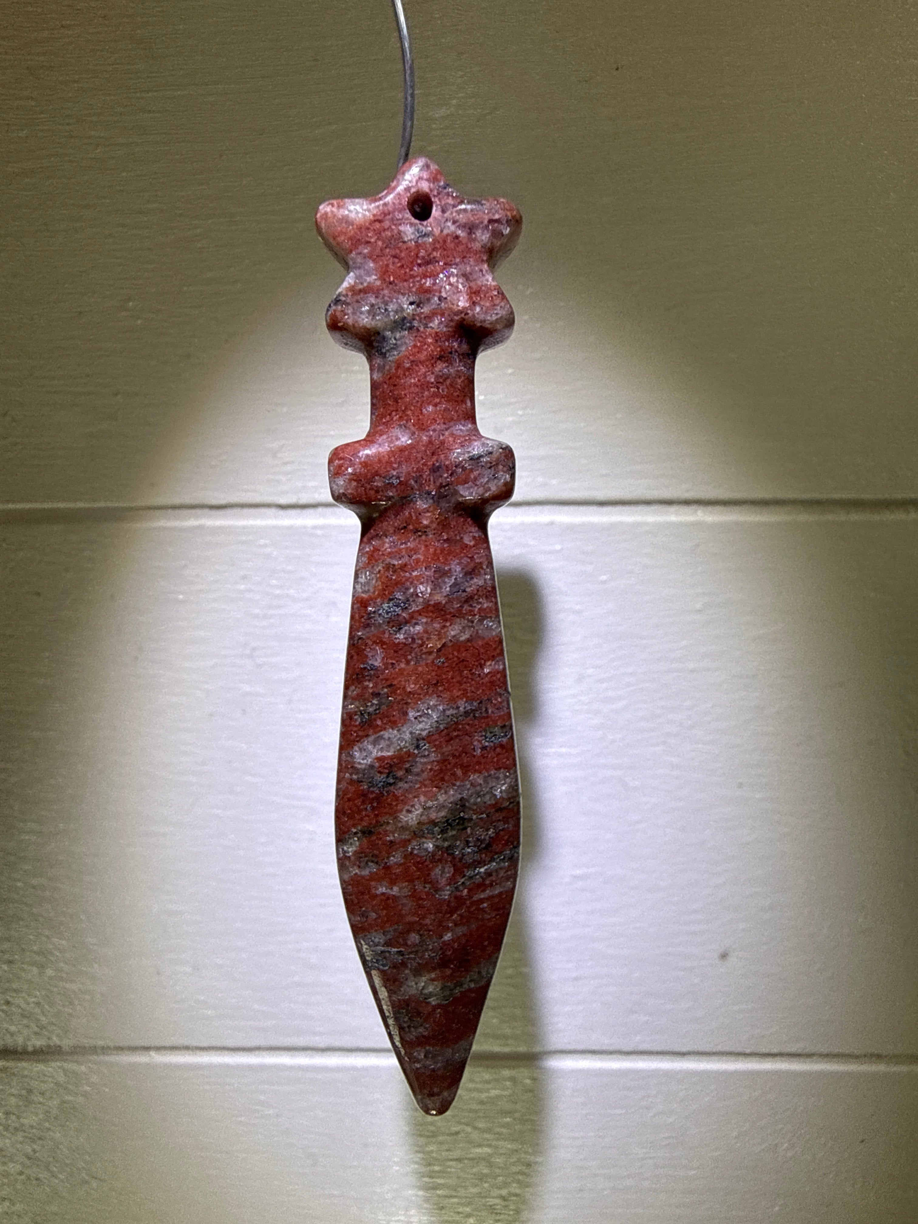 Red Jasper Sword Carved Pendant