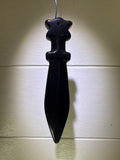 Black Obsidian Sword Carved Pendant