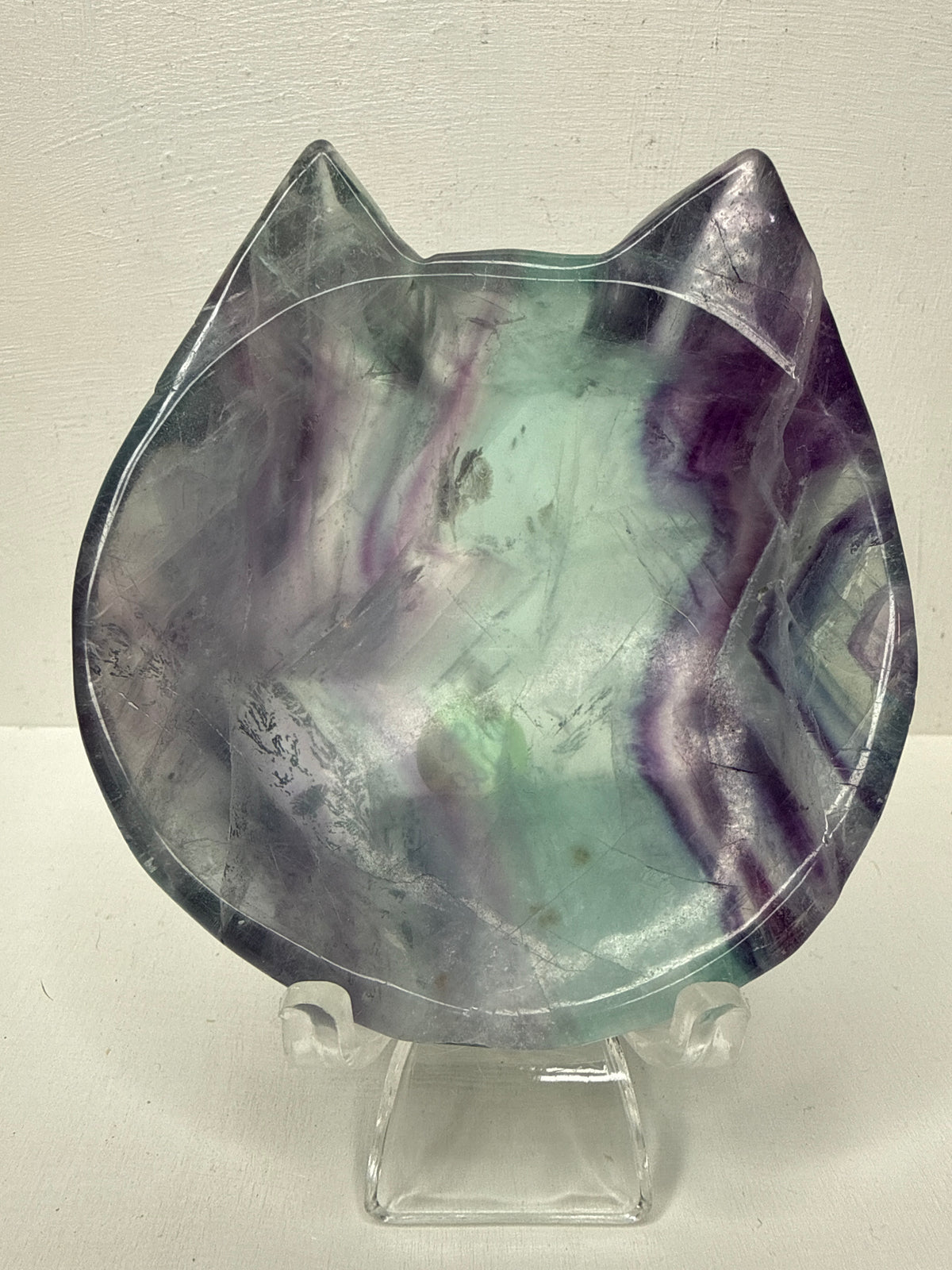Fluorite Kitty Head Trinket Dish