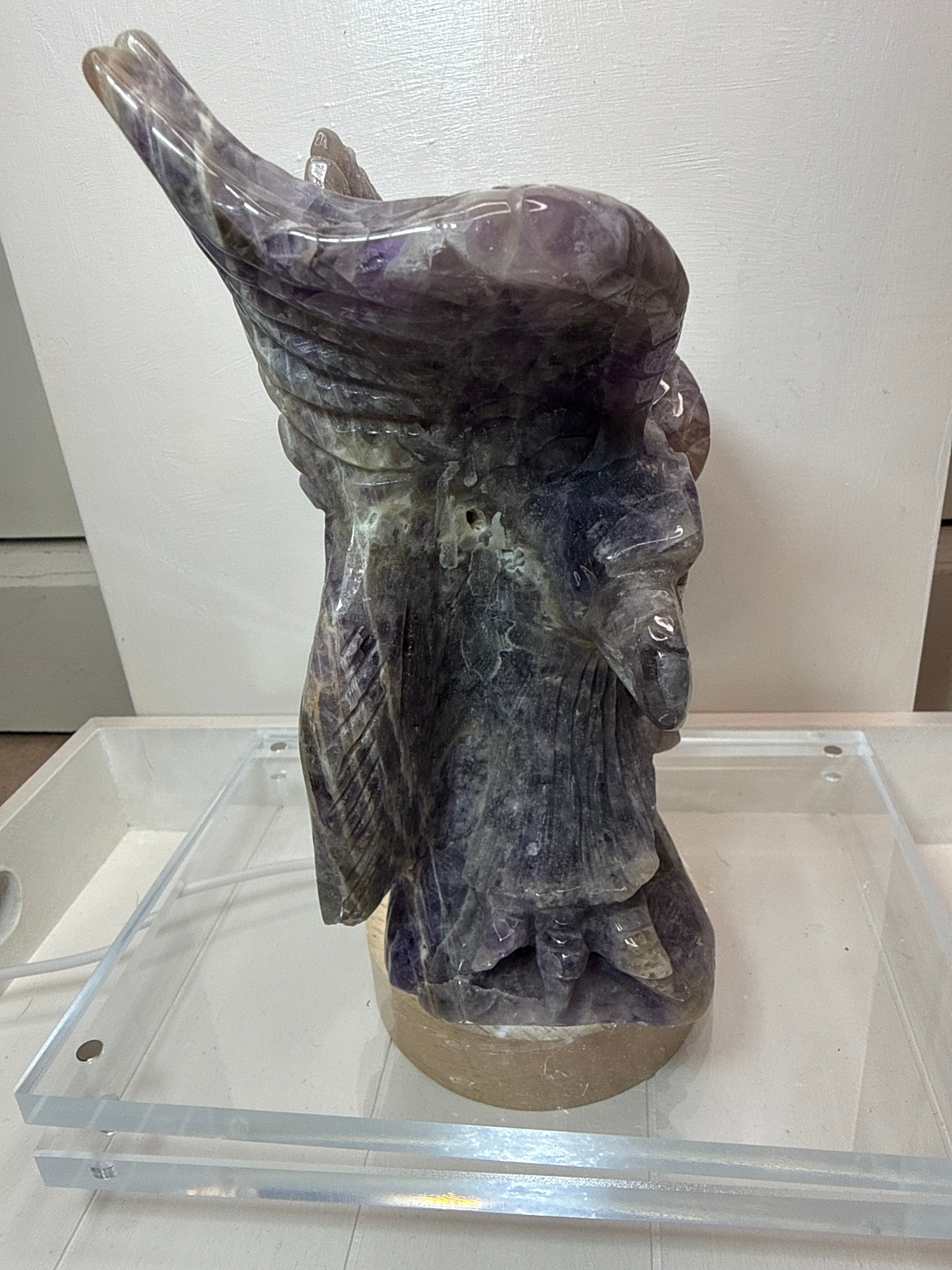 Root Fluorite Eagle Carving