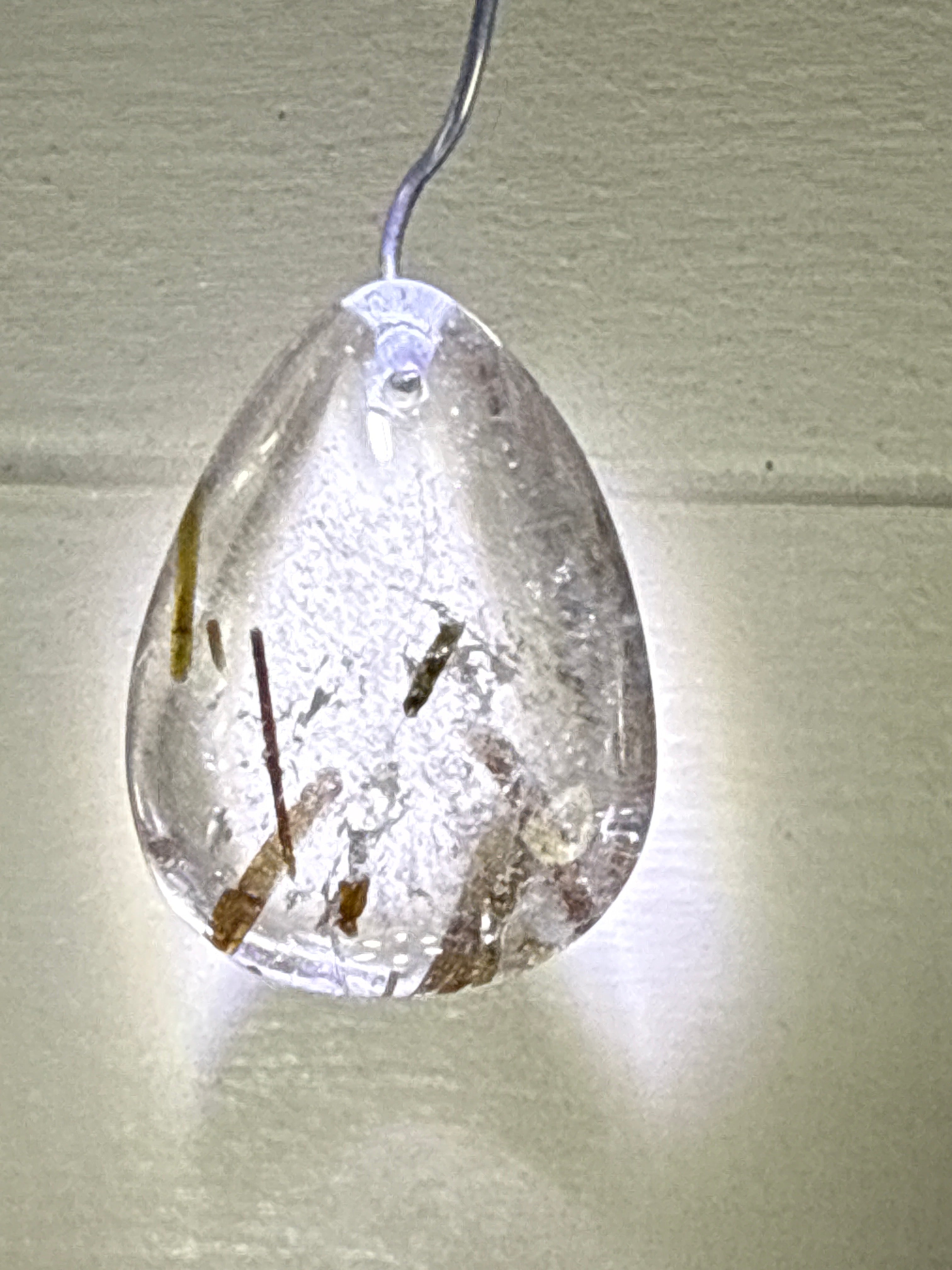 Green Tourmaline in Quartz Pendant