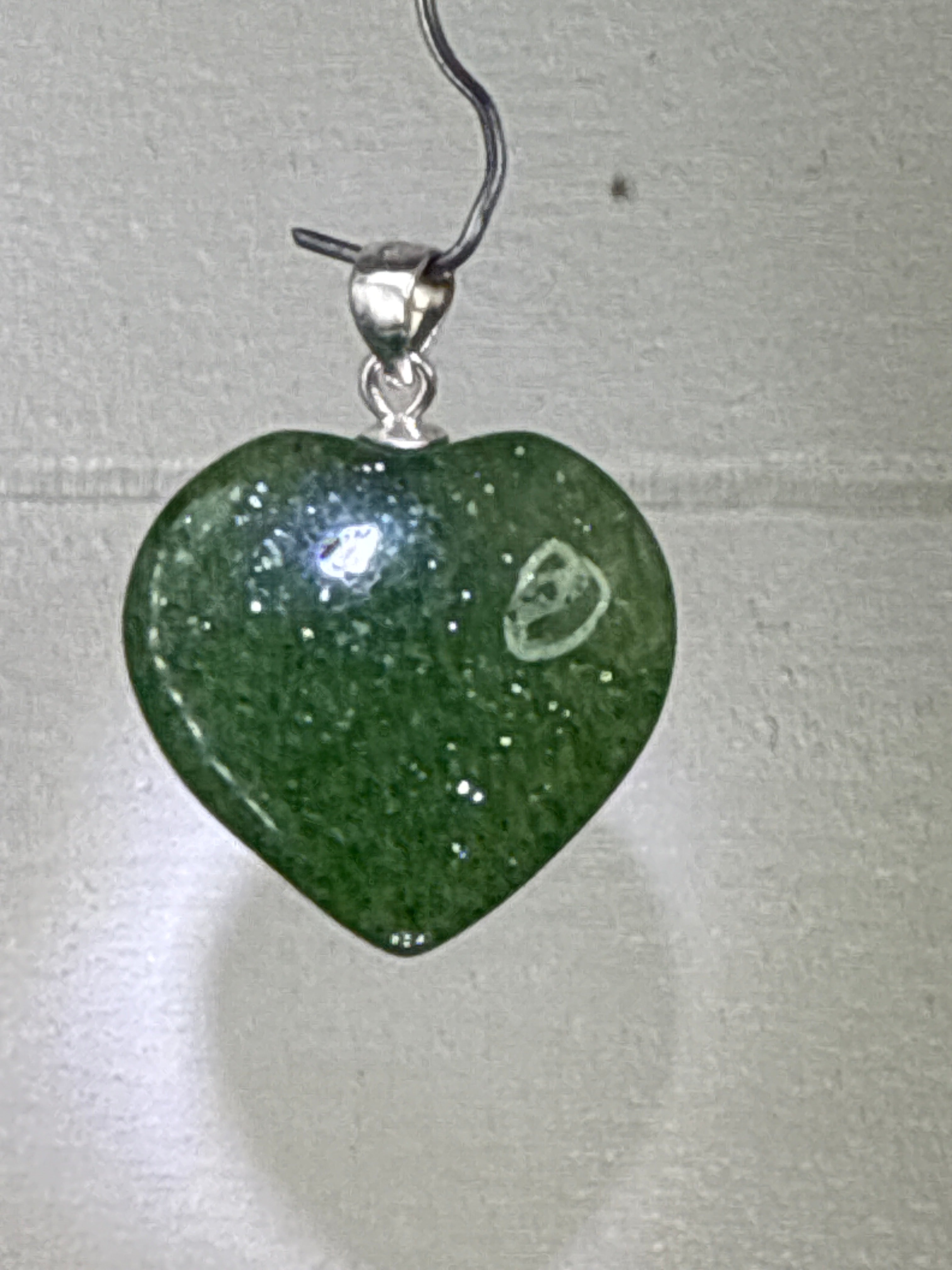 Green Strawberry Quartz Heart Pendant