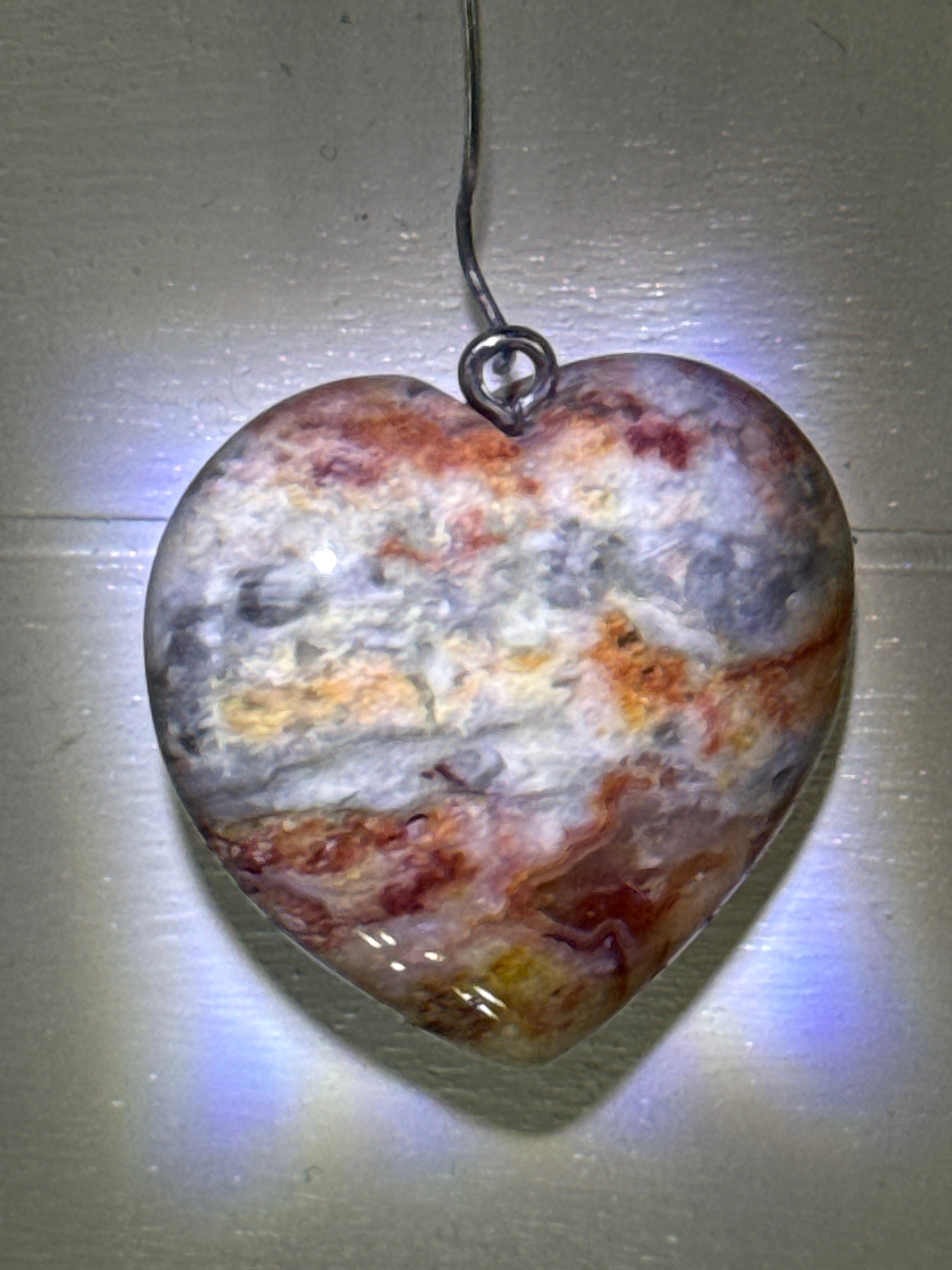 Crazy Lace Agate Heart Pendant