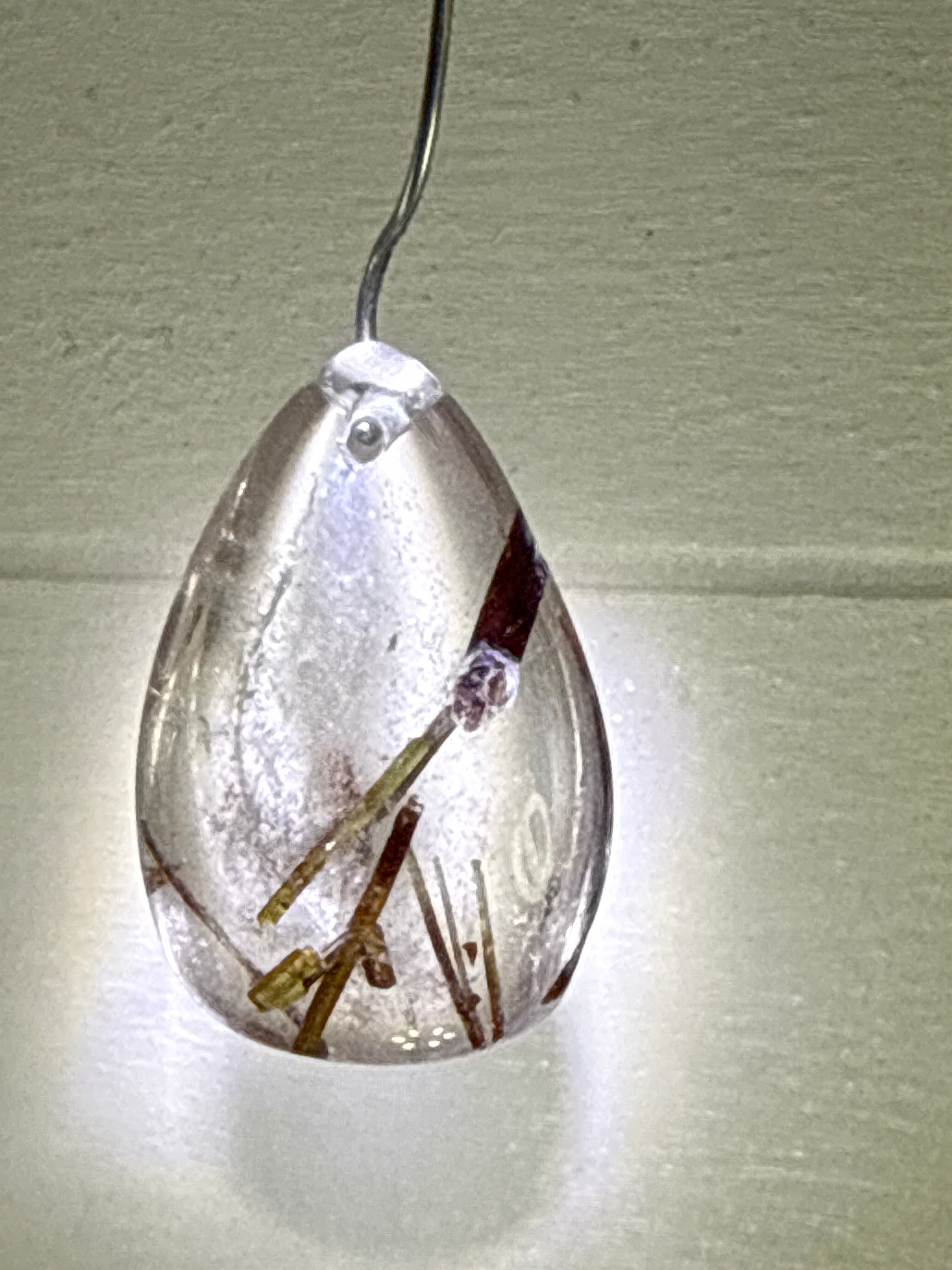 Green Tourmaline in Quartz Pendant