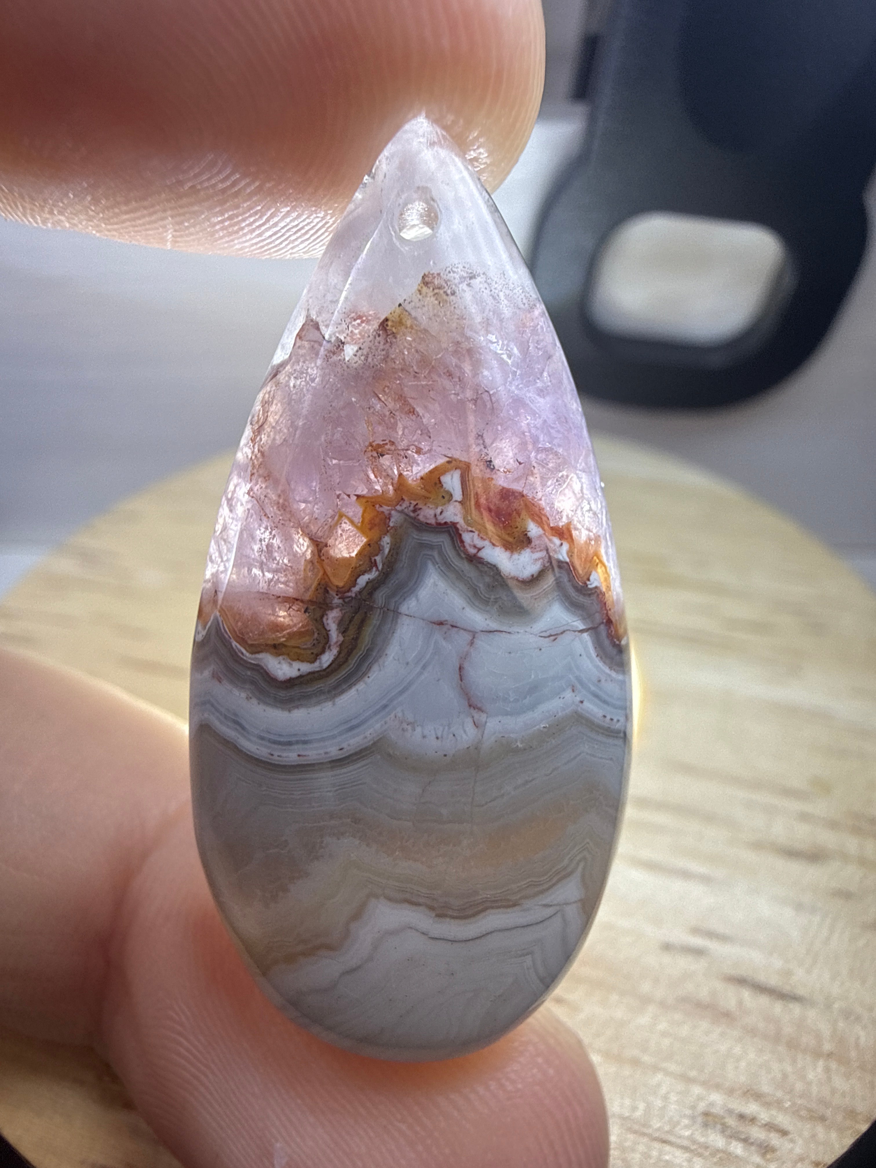 Amethyst with Mexican Lace Agate Pendant