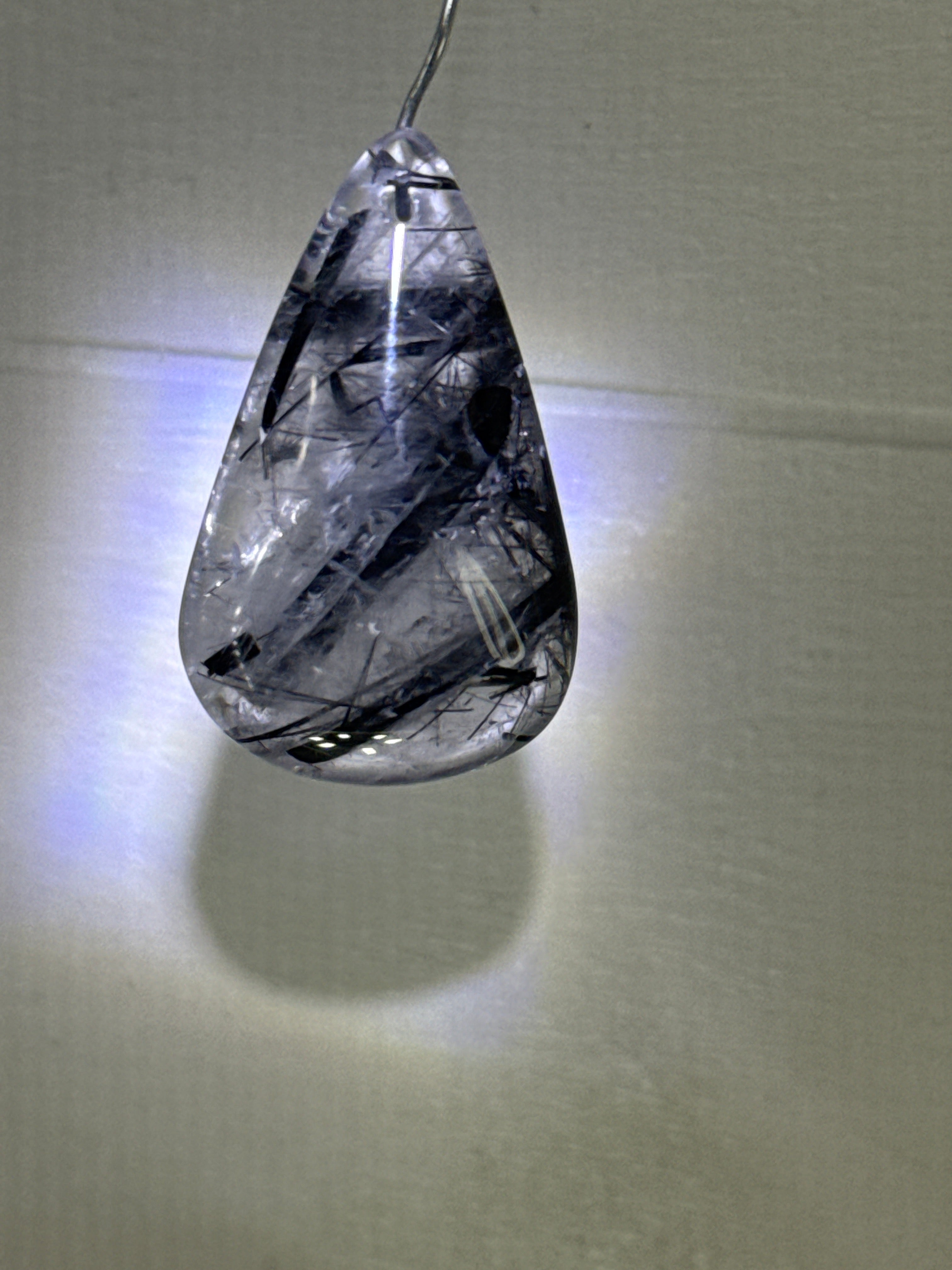 Black Tourmaline in Quartz Pendant