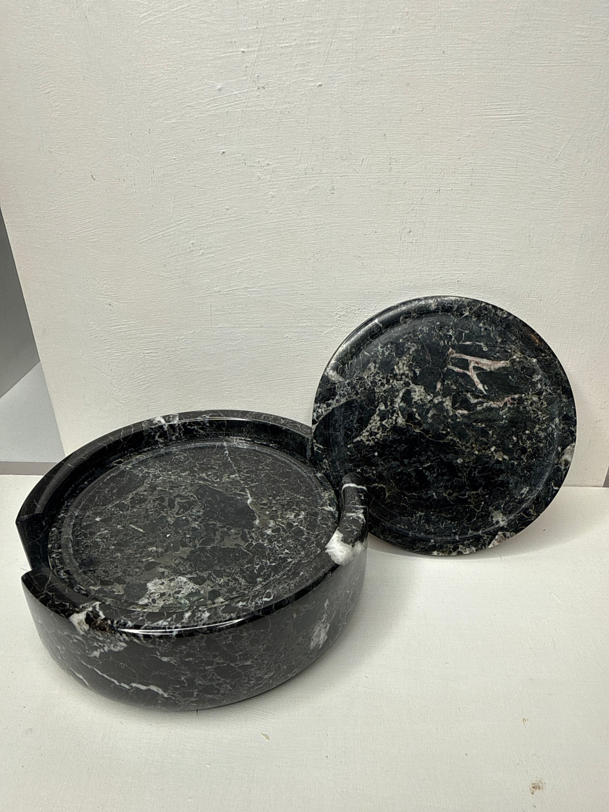 Black Jade Coaster Set of 4 with Holder
