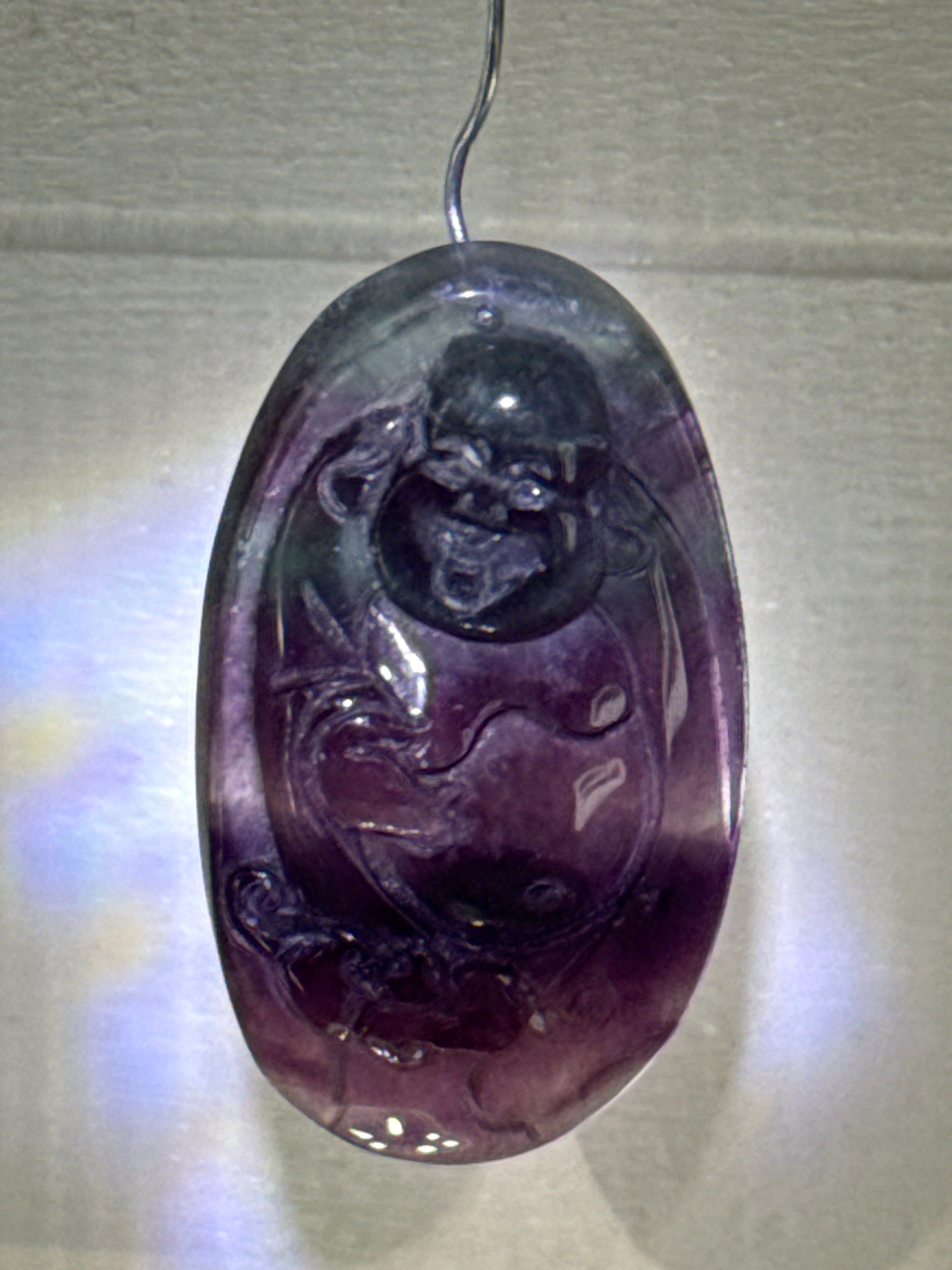 Carved Fluorite Buddah Pendant